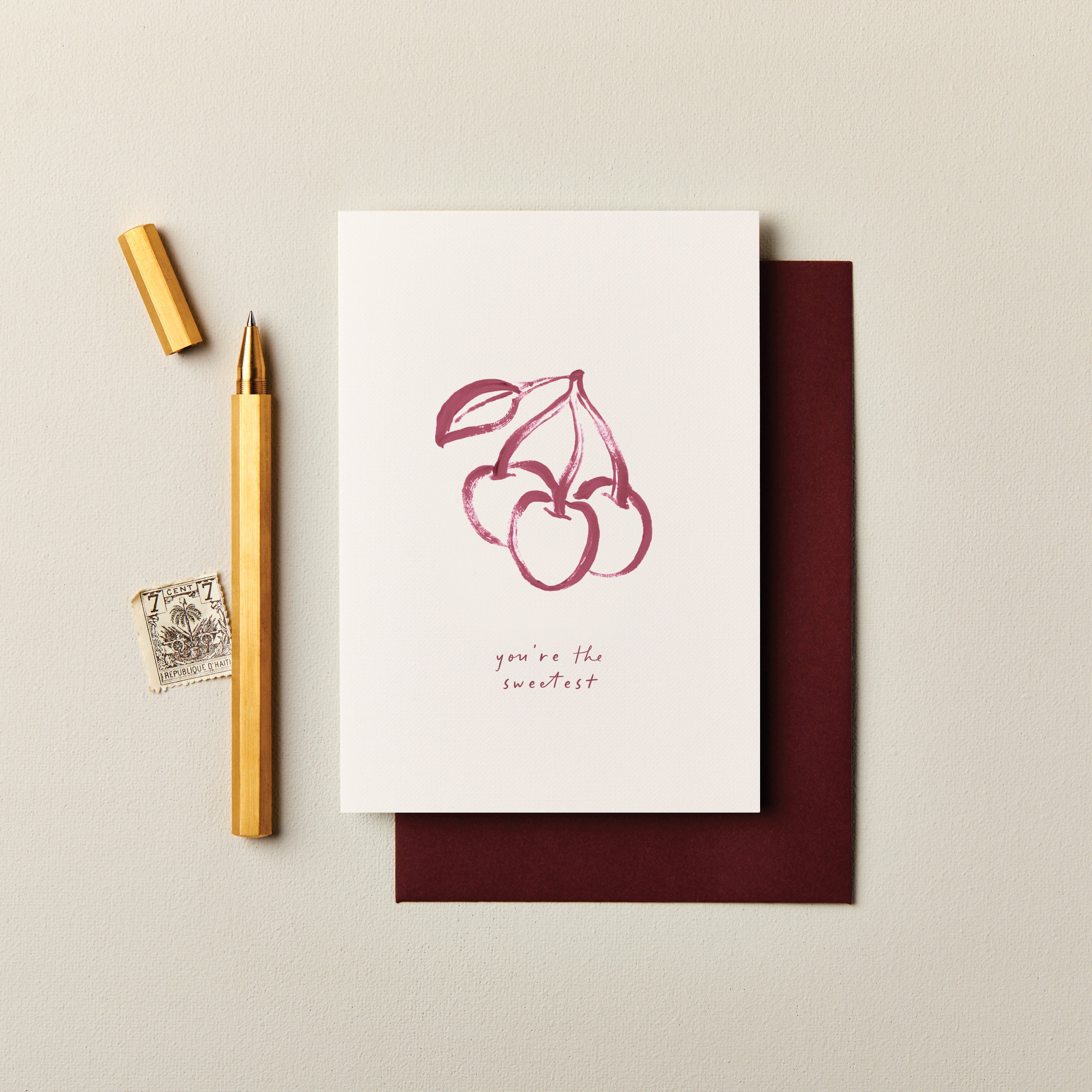 You're the Sweetest Illustrated Cherry Thank You Card