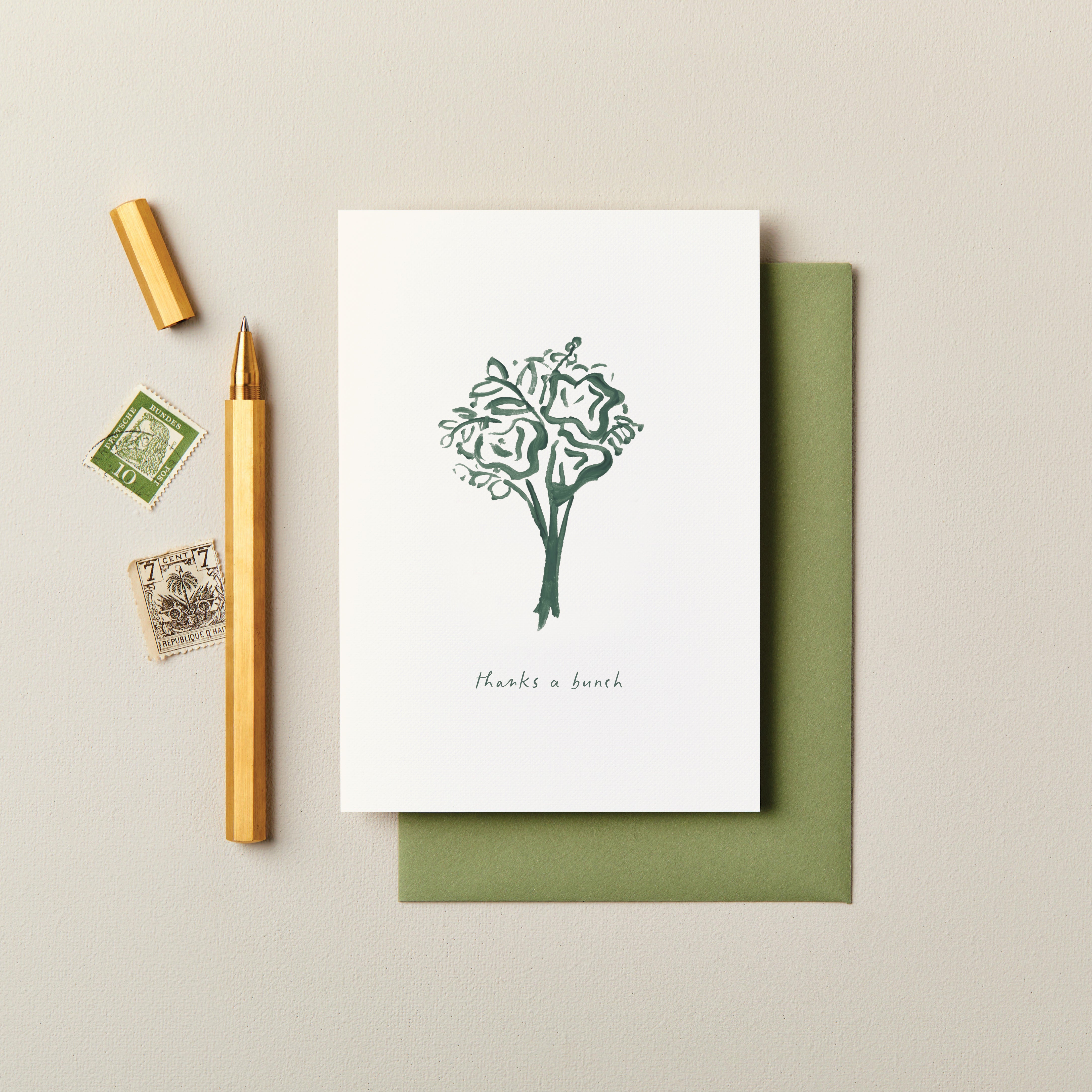 Thanks a Bunch Flowers Illustrated Thank You Card