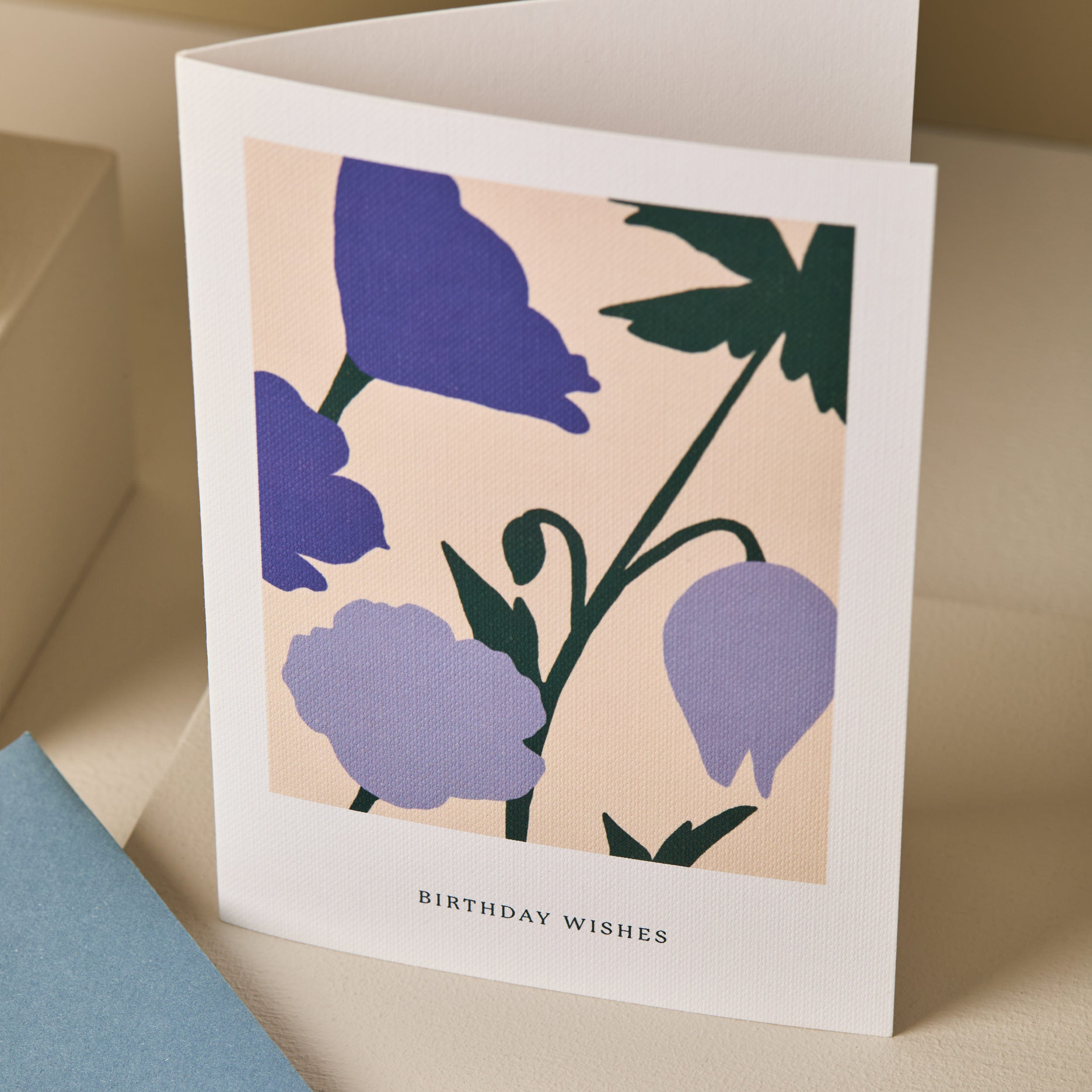 Birthday Wishes Floral Blooms Card Blue