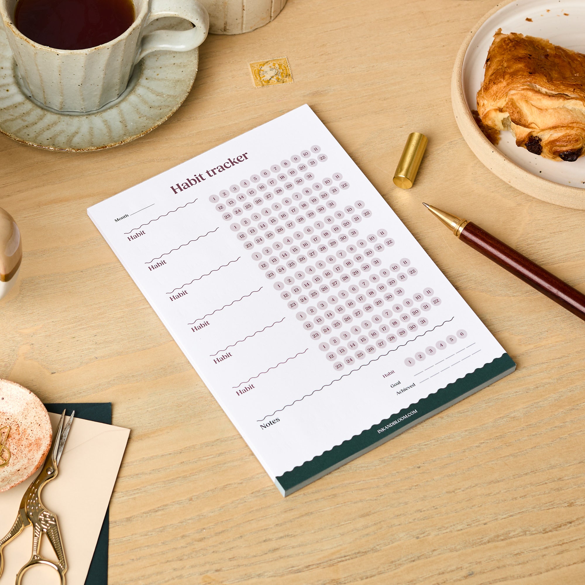 A5 Habit Tracker Notepad in Purple and Green