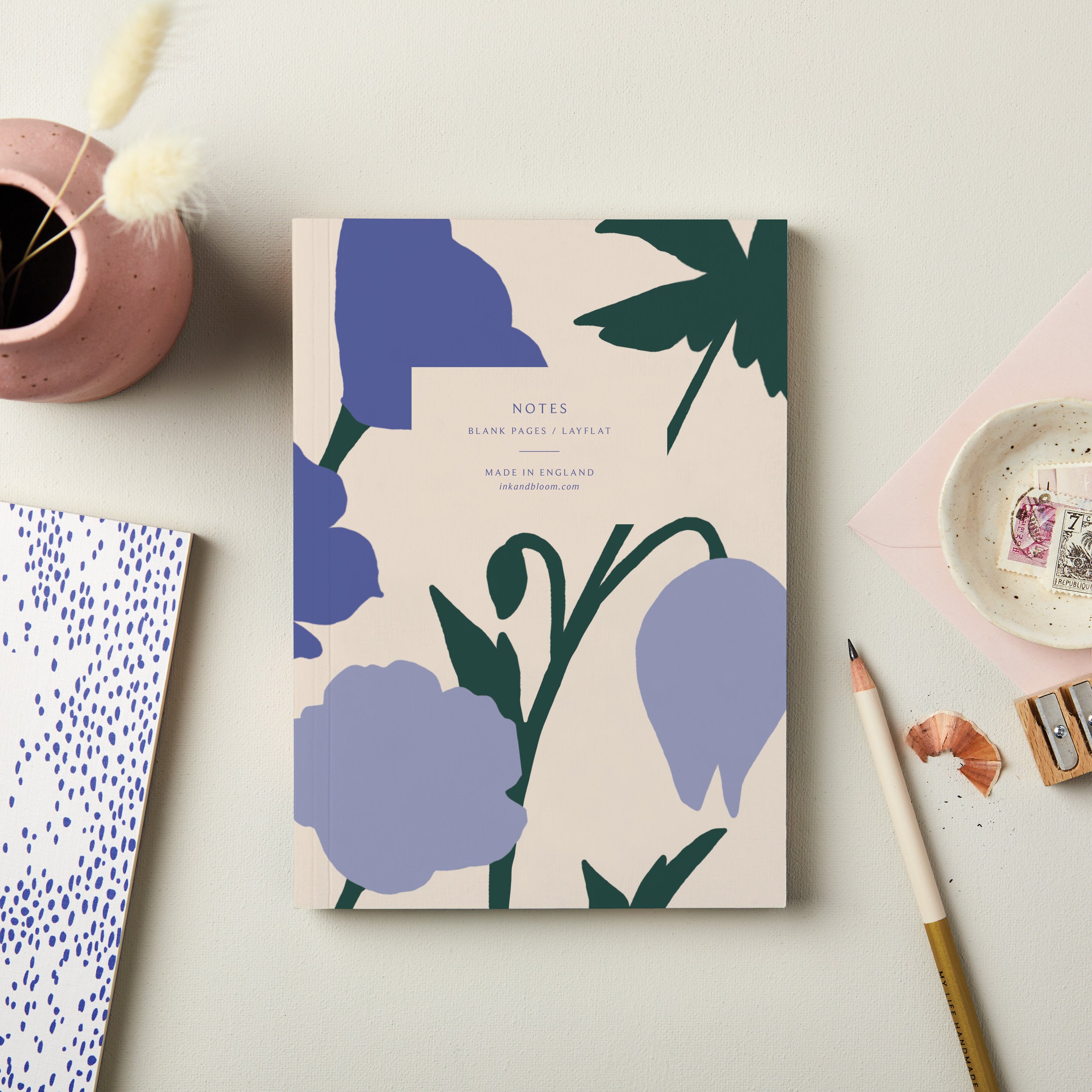 Layflat Notebook in Indigo Bloom