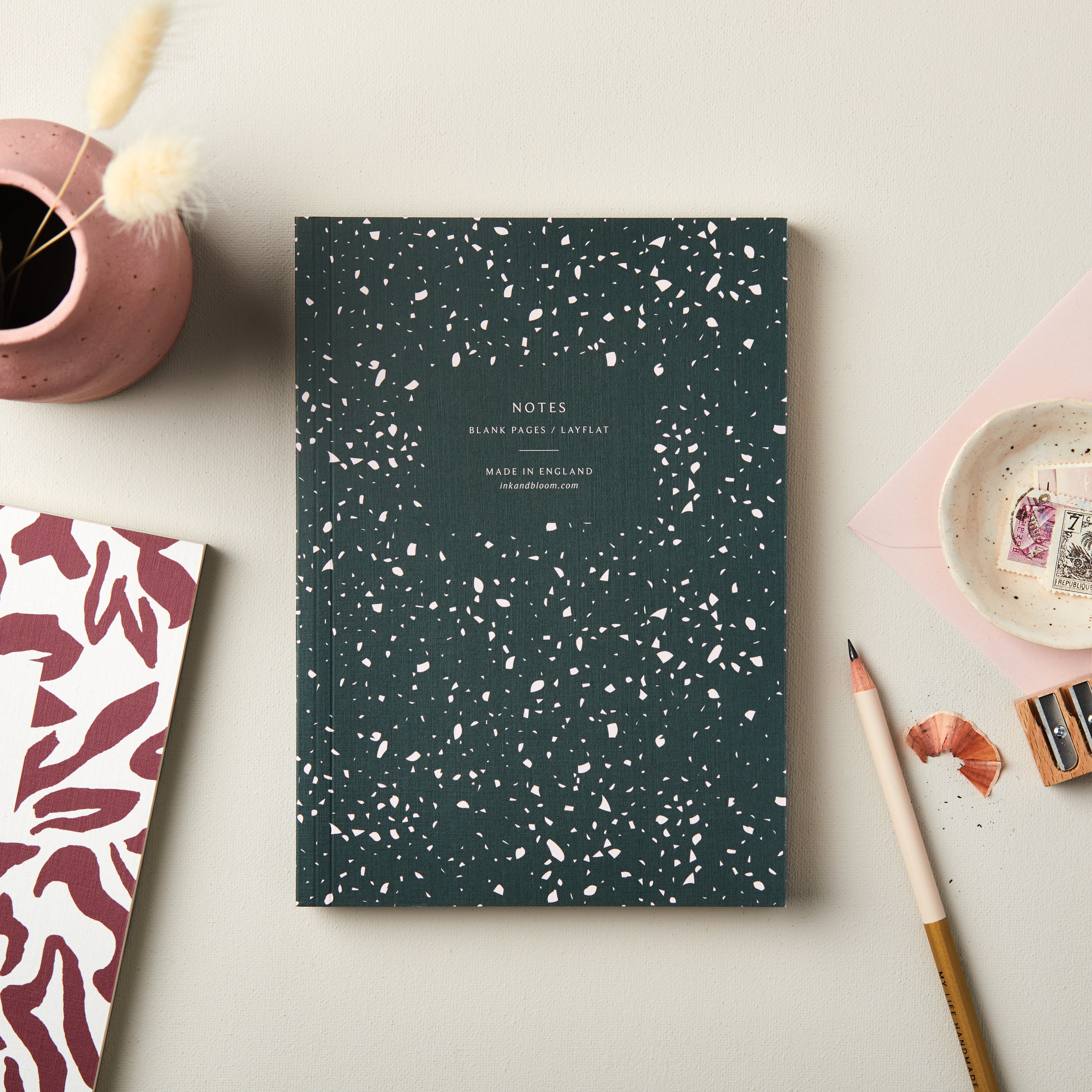 Bundle - Weekly Desk Planner Pad & Layflat Notebook in Green Terrazzo