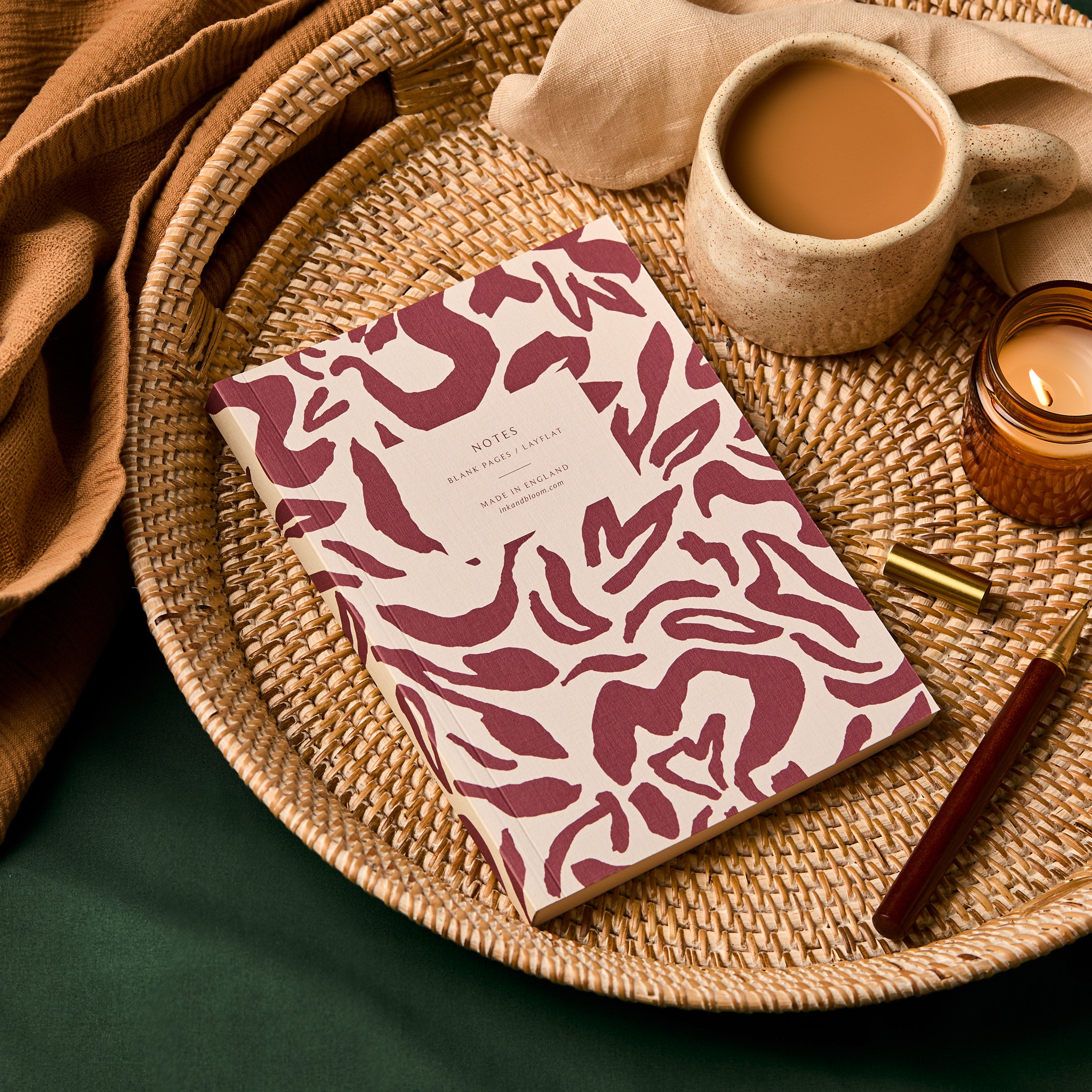 Layflat Notebook in Abstract Blush & White