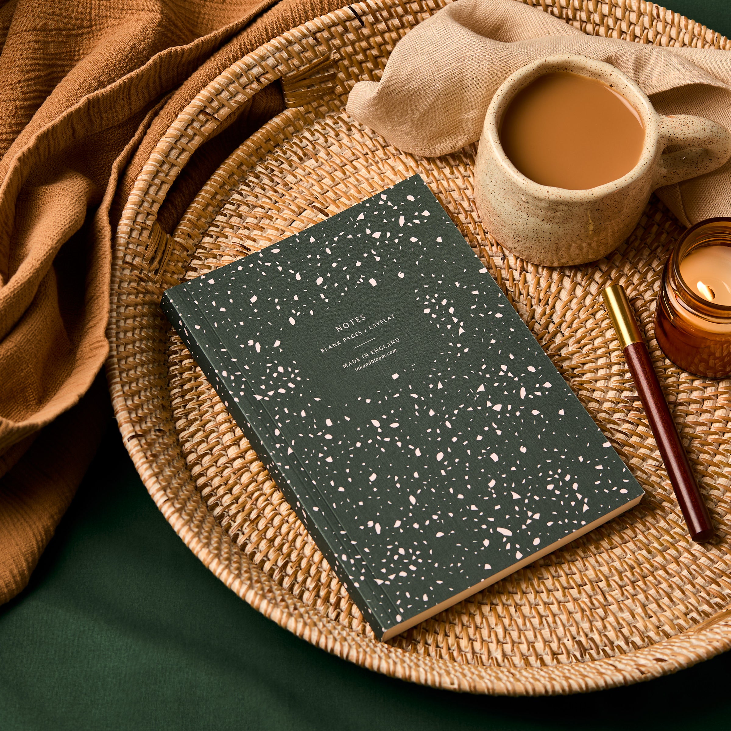 Layflat Notebook in Green Terrazzo