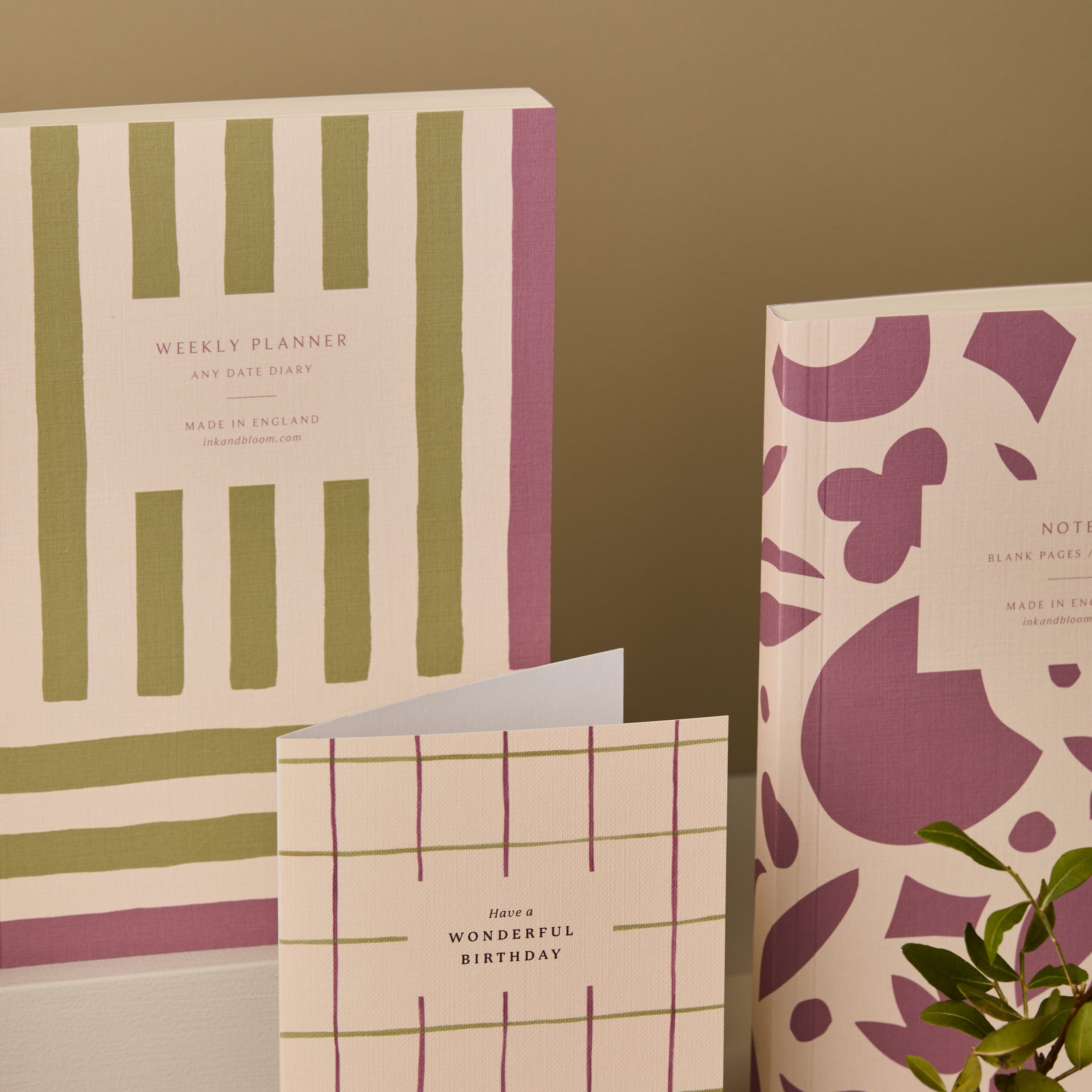 Weekly Planner, A5, Undated in Purple & Green Stripes