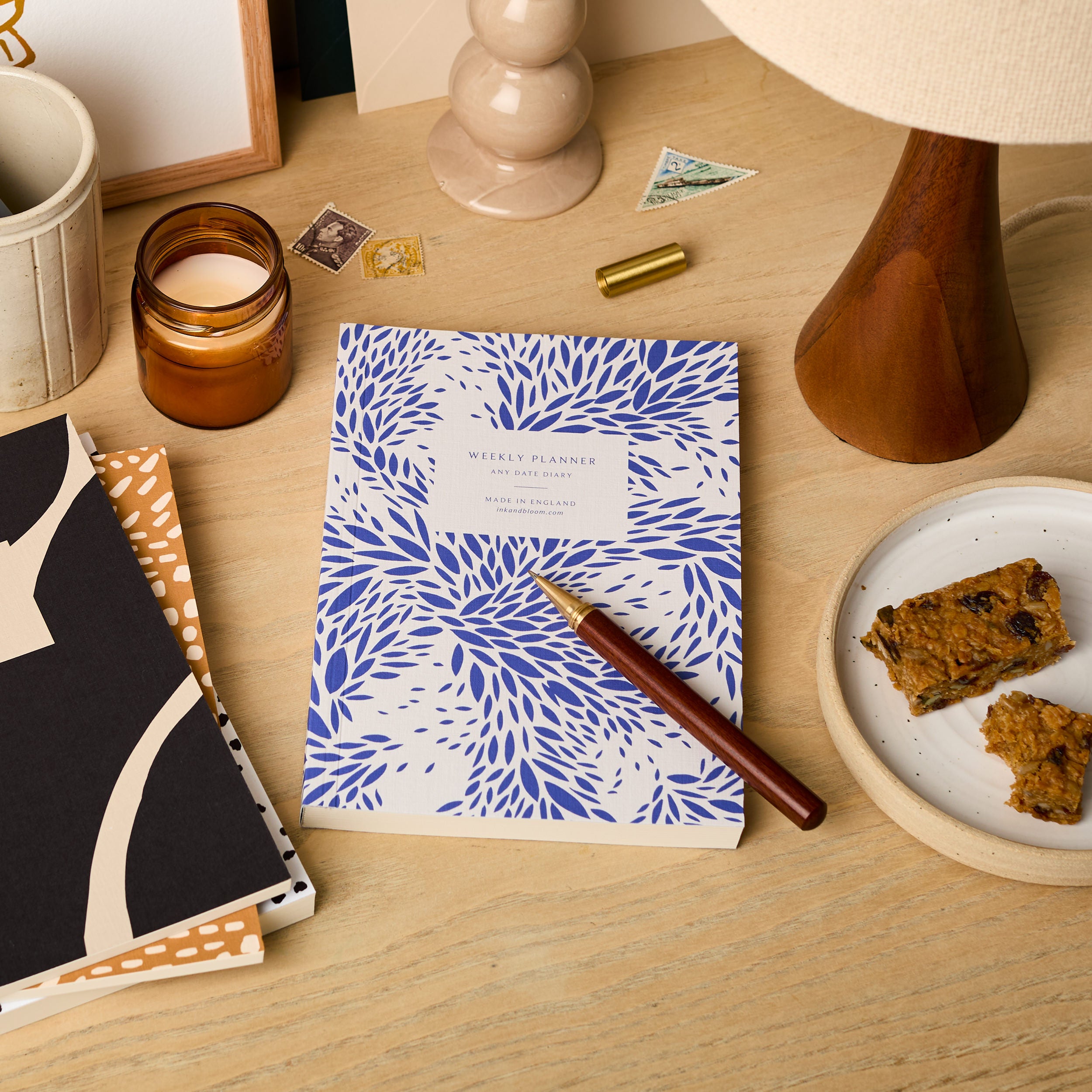 Weekly Planner, A5, Undated in Blue Floral