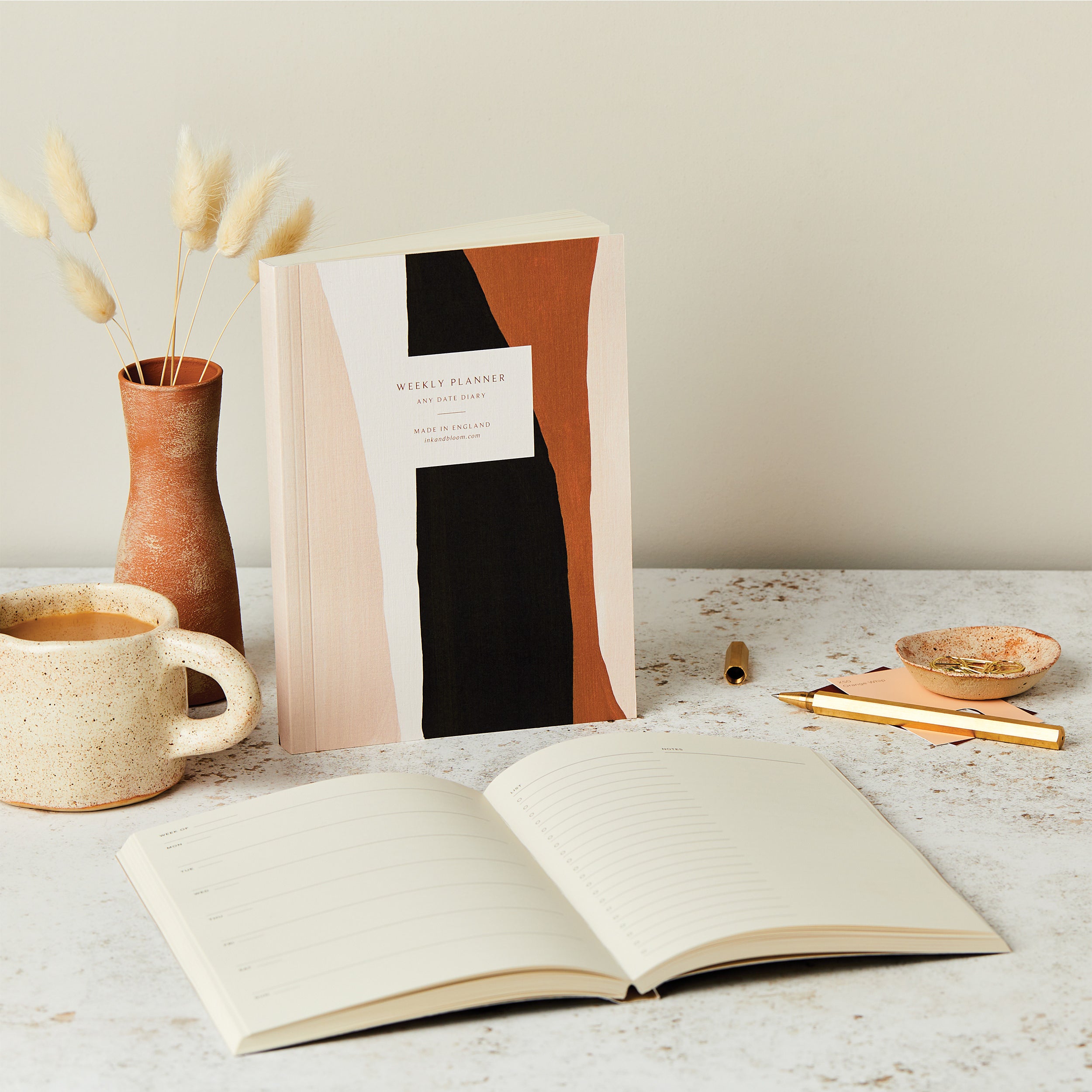 Weekly Planner, A5, Undated in Abstract Pattern