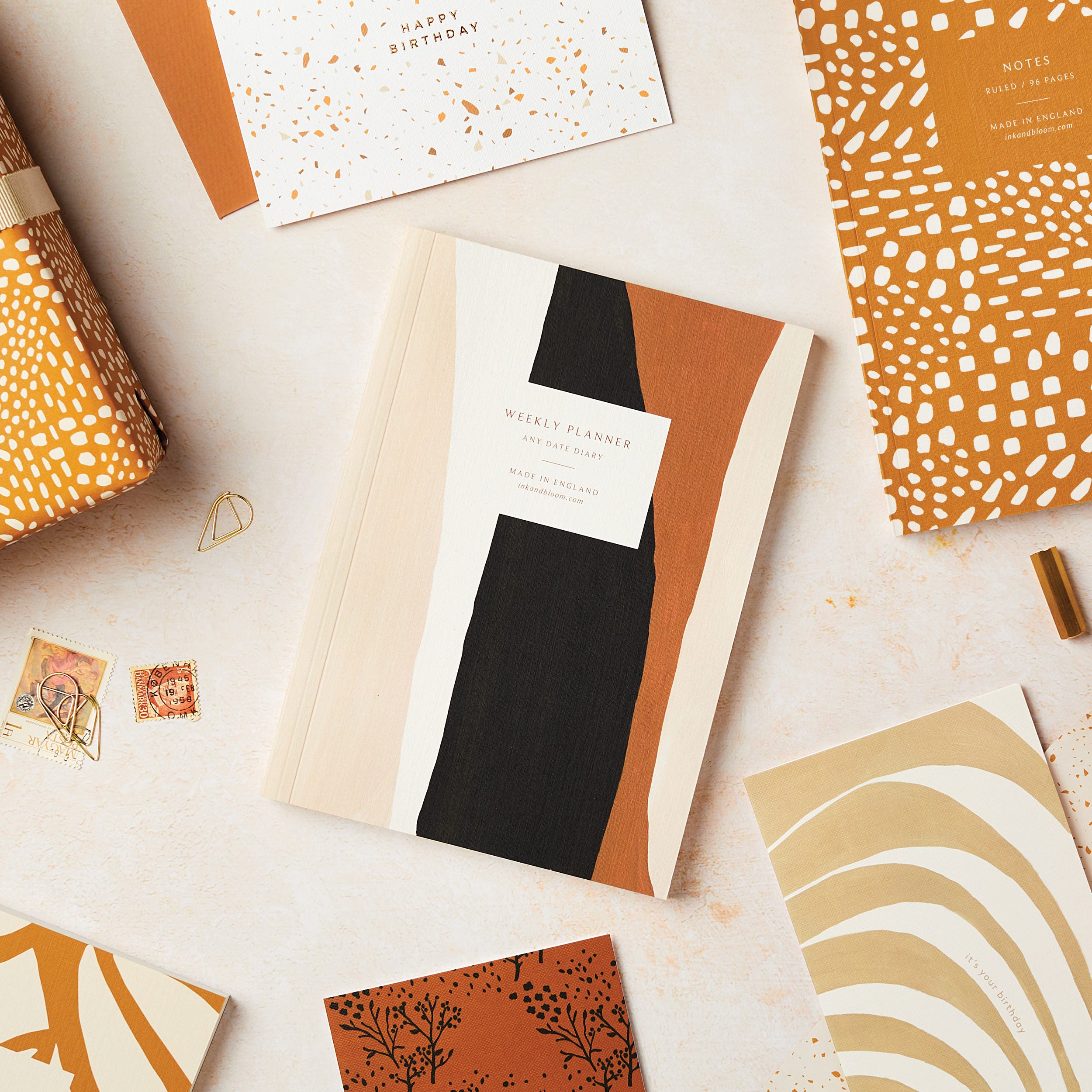 Weekly Planner, A5, Undated in Abstract Pattern