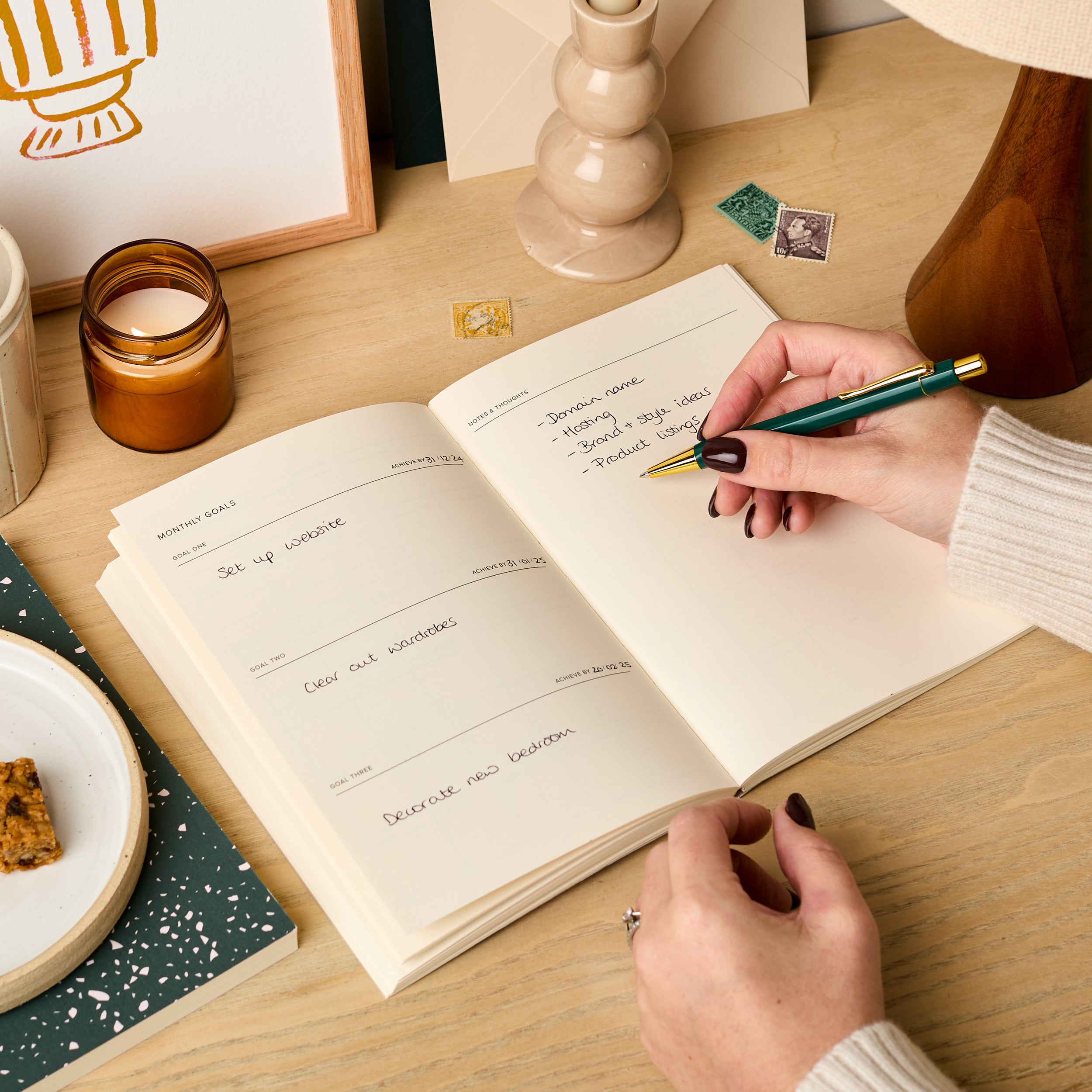 Weekly Planner, A5, Undated in Floral Peach & Rust