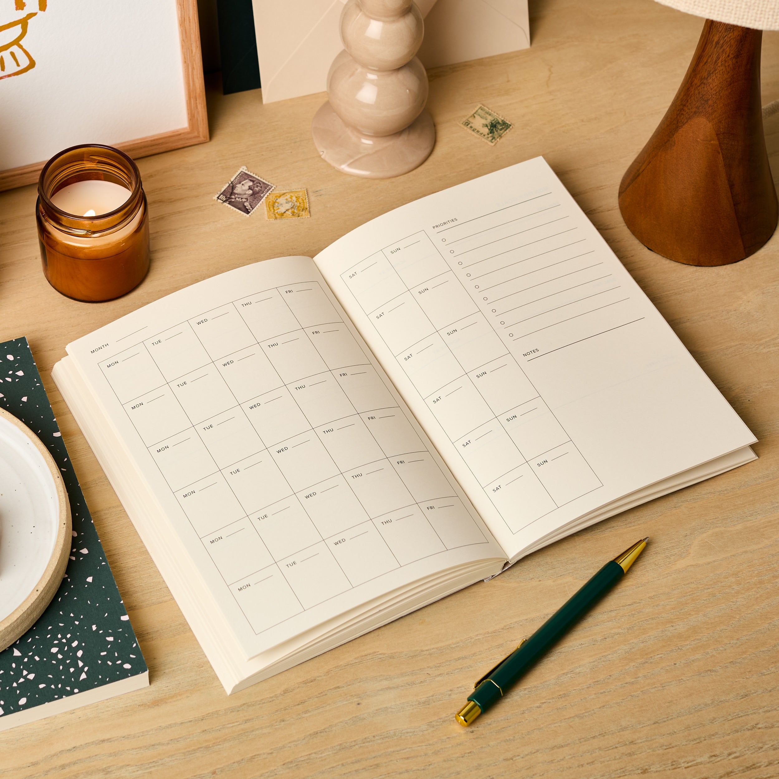 Abstract Black & Cream Shapes | A5 Undated Weekly Planner