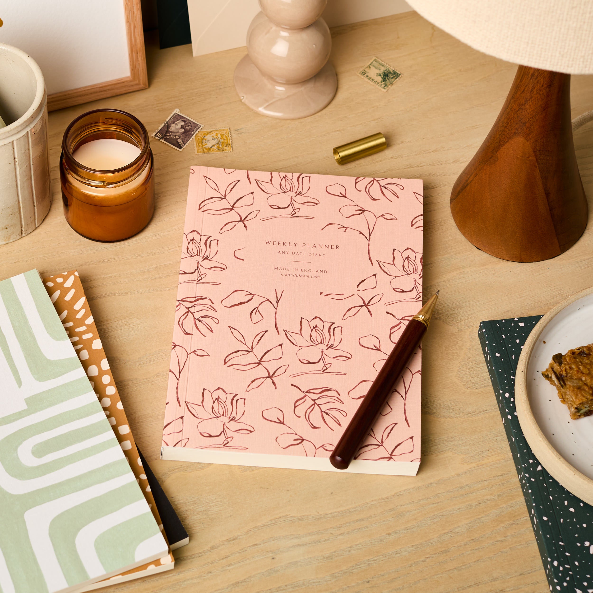 Weekly Planner, A5, Undated in Floral Peach & Rust