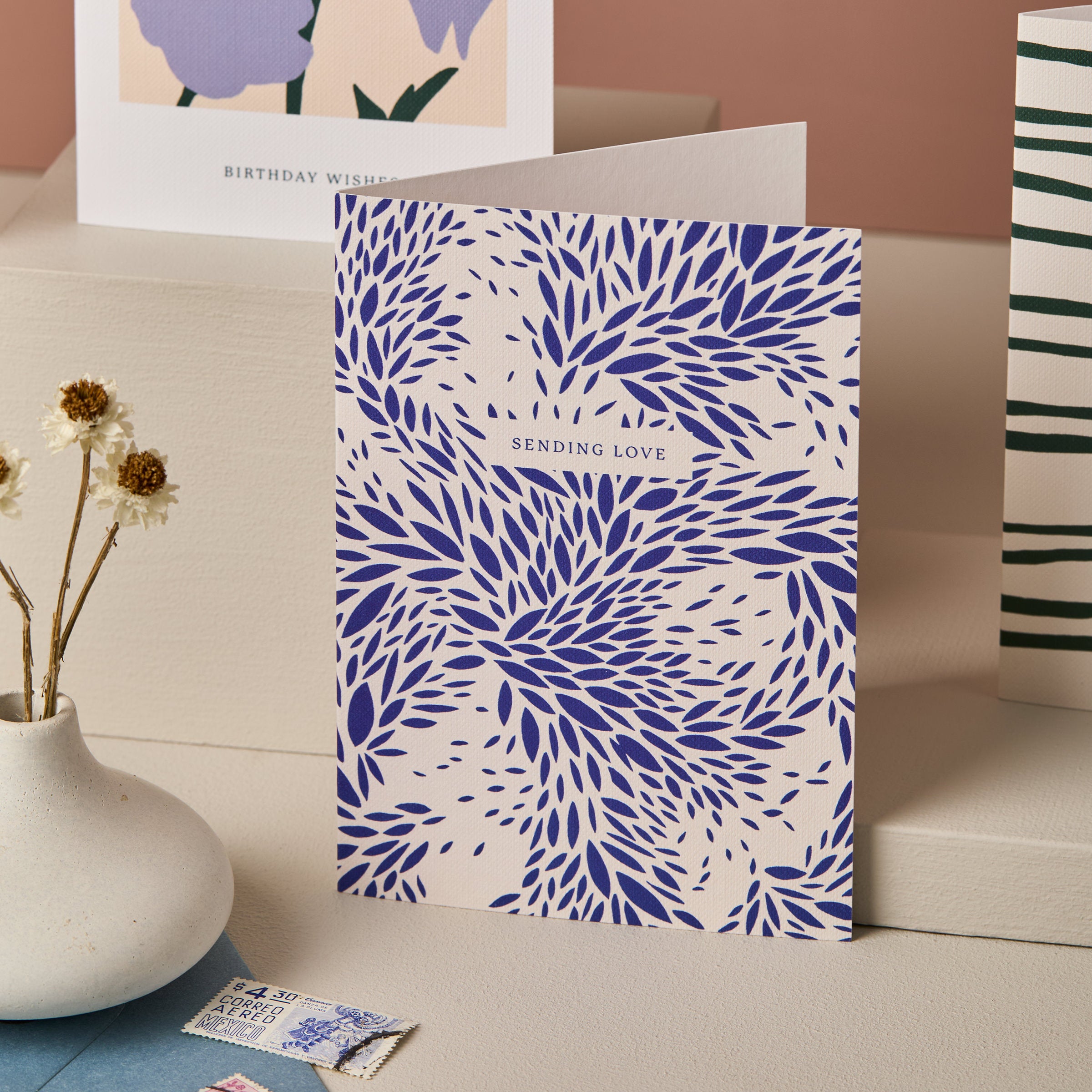Sending Love Blue Floral Card
