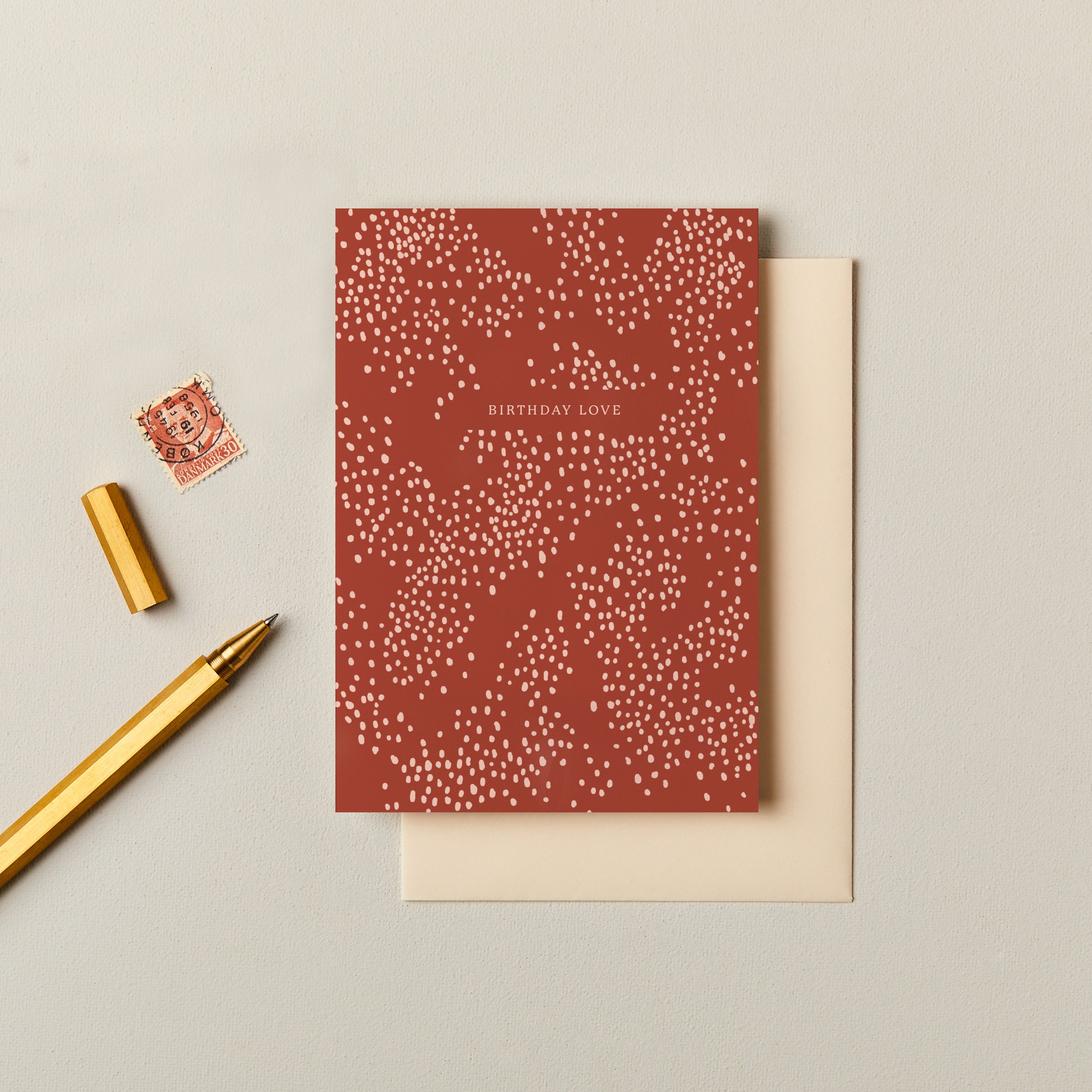 Birthday Love Speckle Rust and Cream Card SECONDS SALE