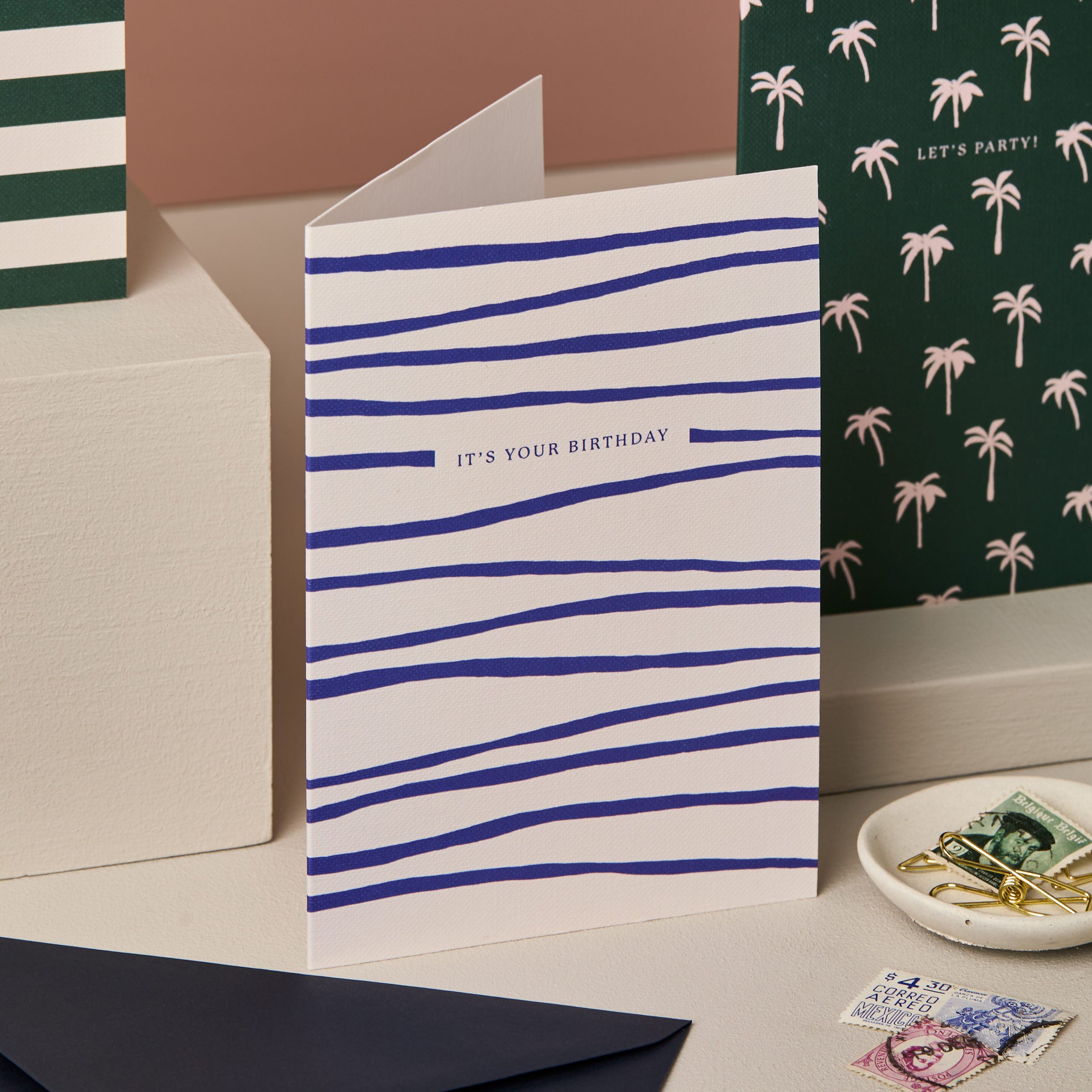 It's Your Birthday Blue Stripes Card