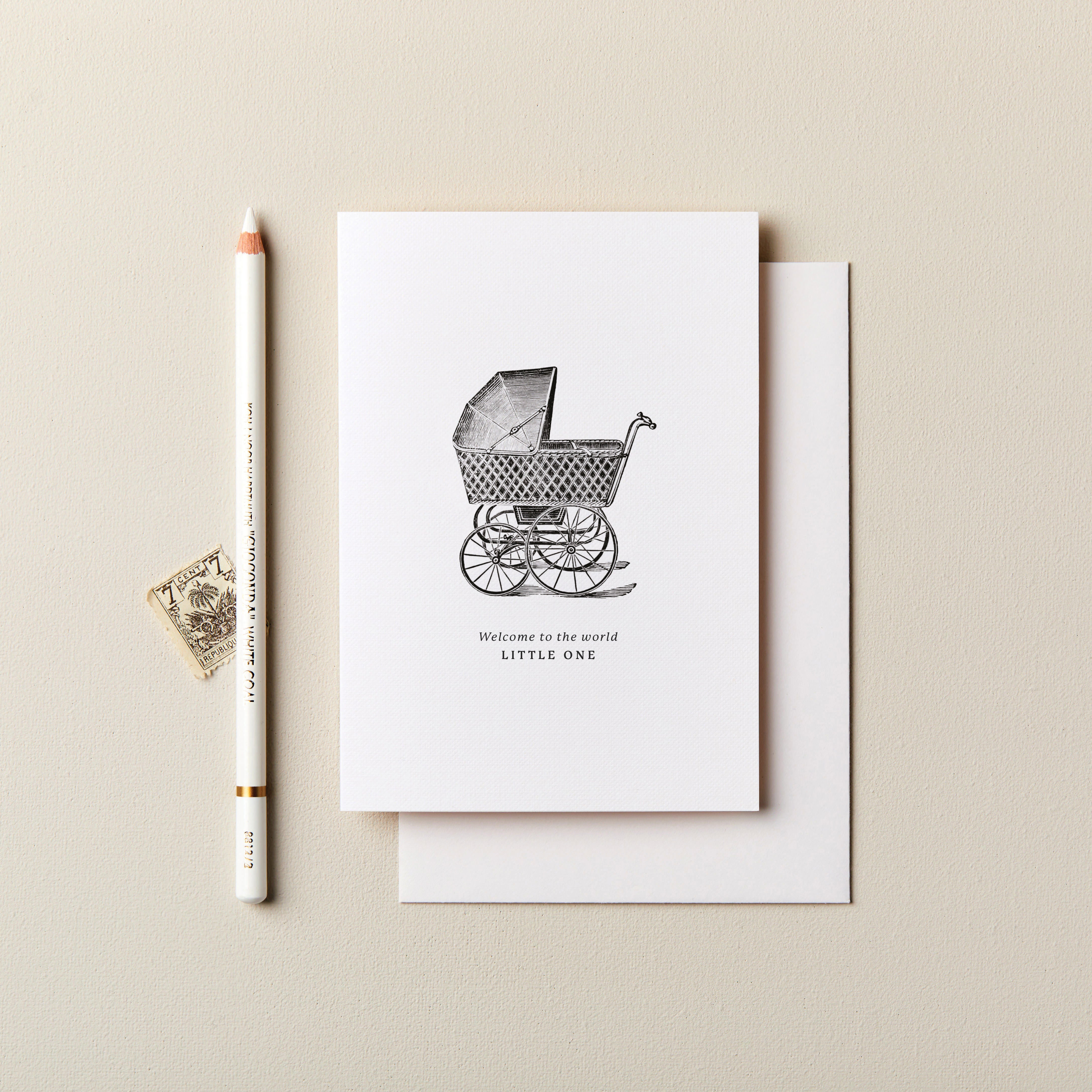 Welcome Little One Vintage Pram Card