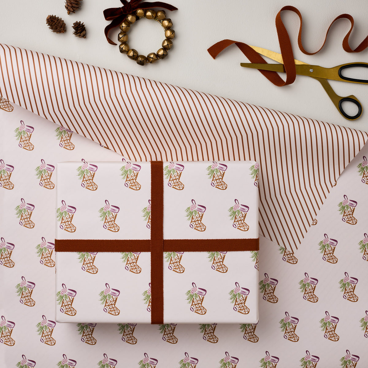 Christmas Stocking Luxury Double Sided Christmas Gift Wrap