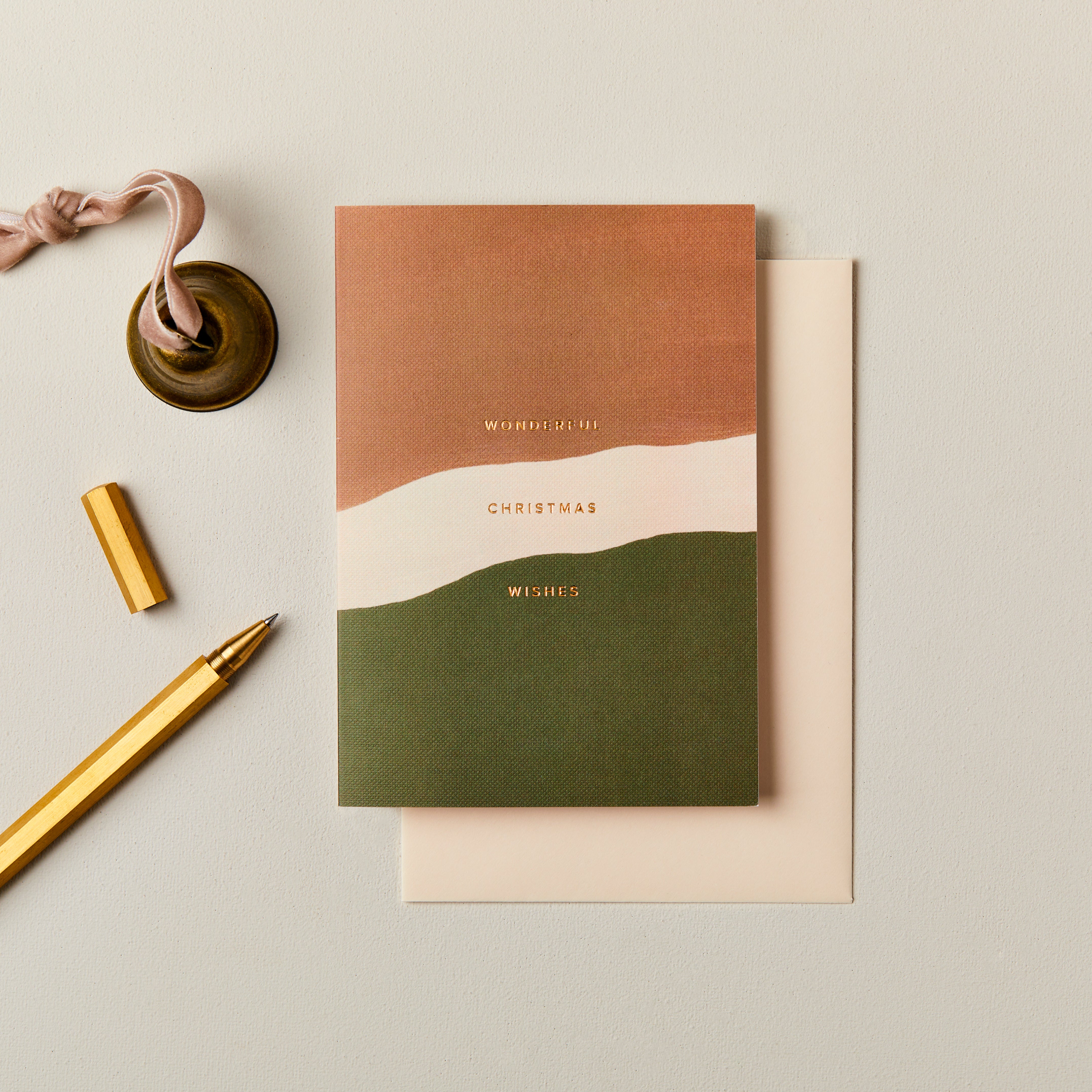 Wonderful Christmas Wishes Abstract Foiled Card