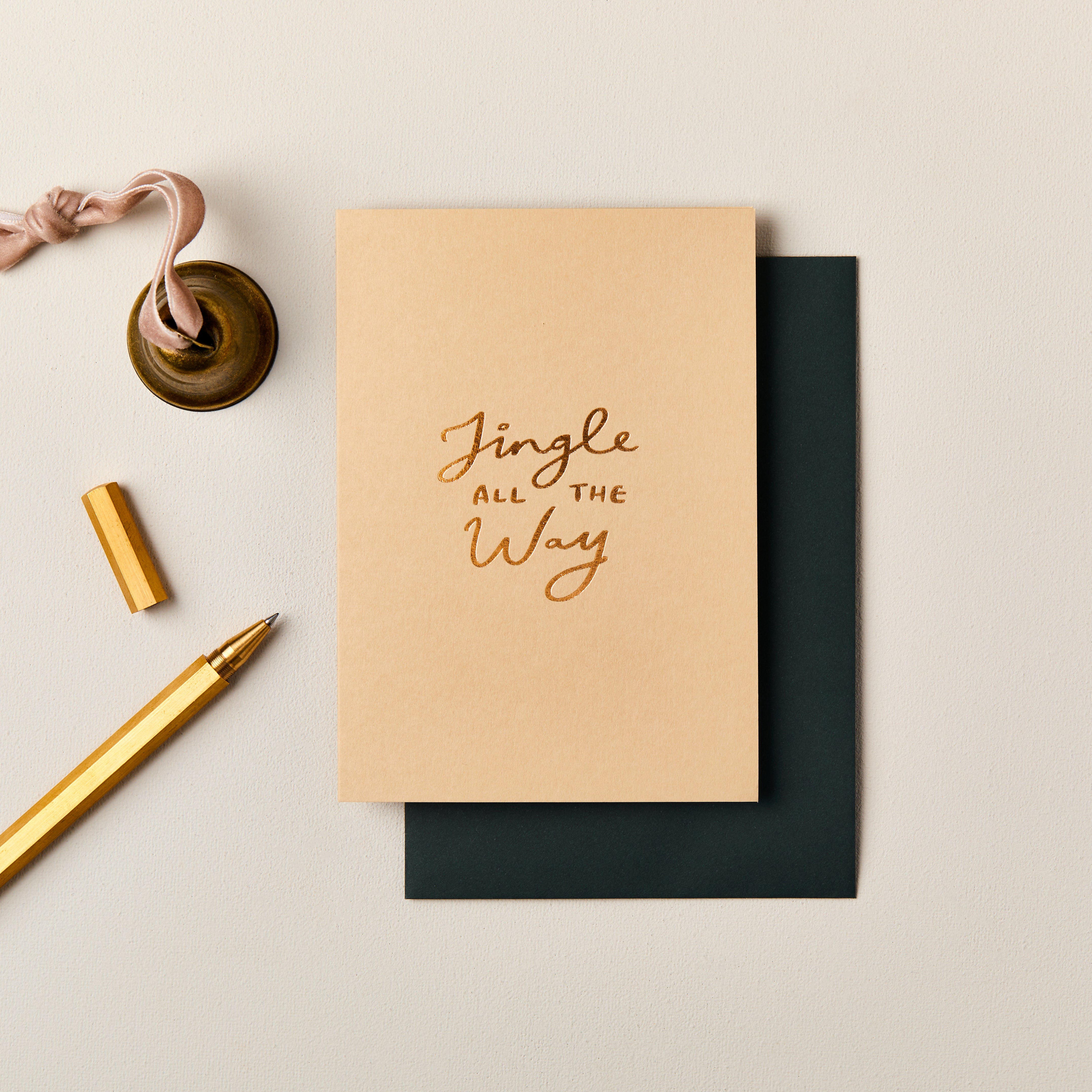 Jingle all the Way Foiled Card in Caramel SECONDS SALE
