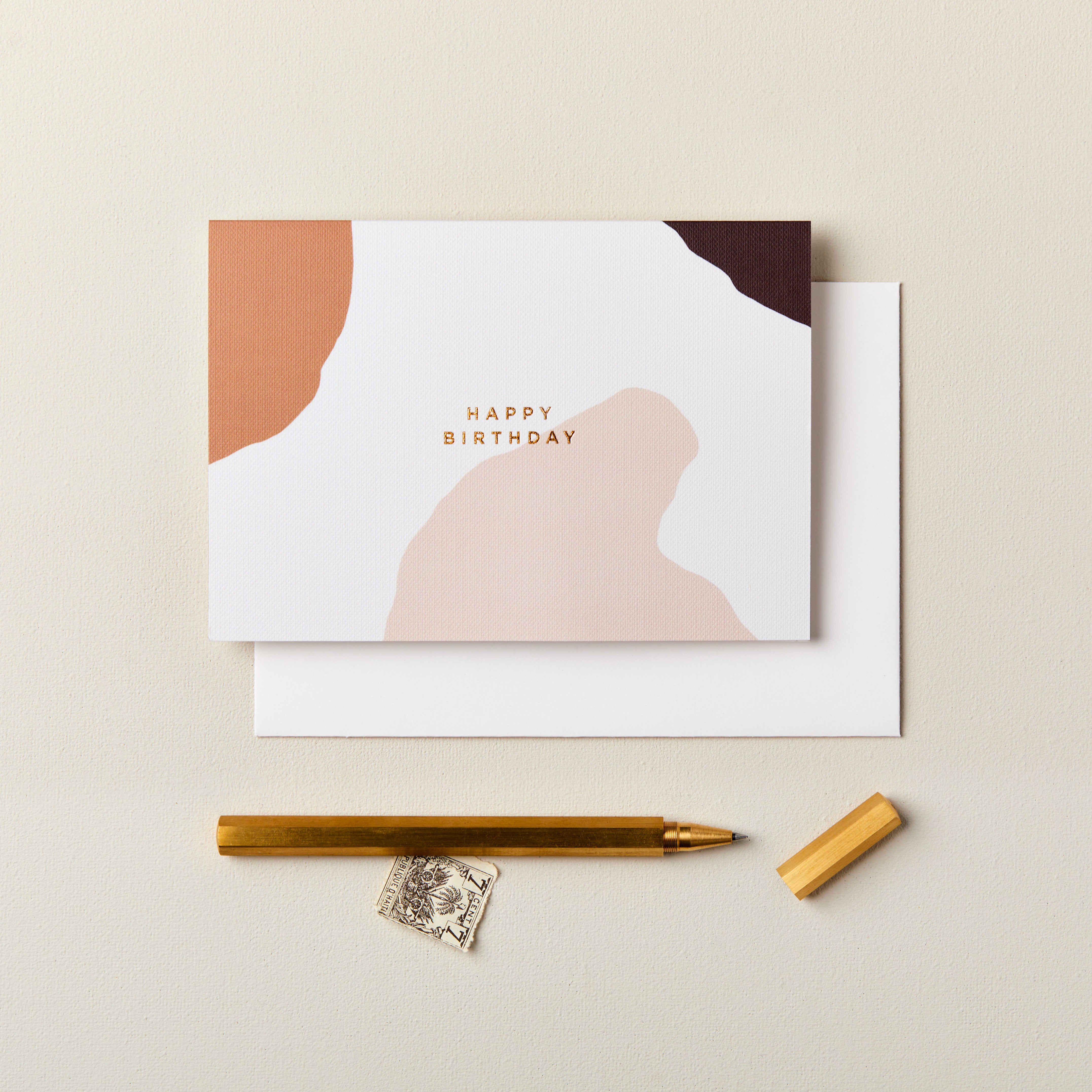 Happy Birthday Abstract Earthy Card SECONDS SALE