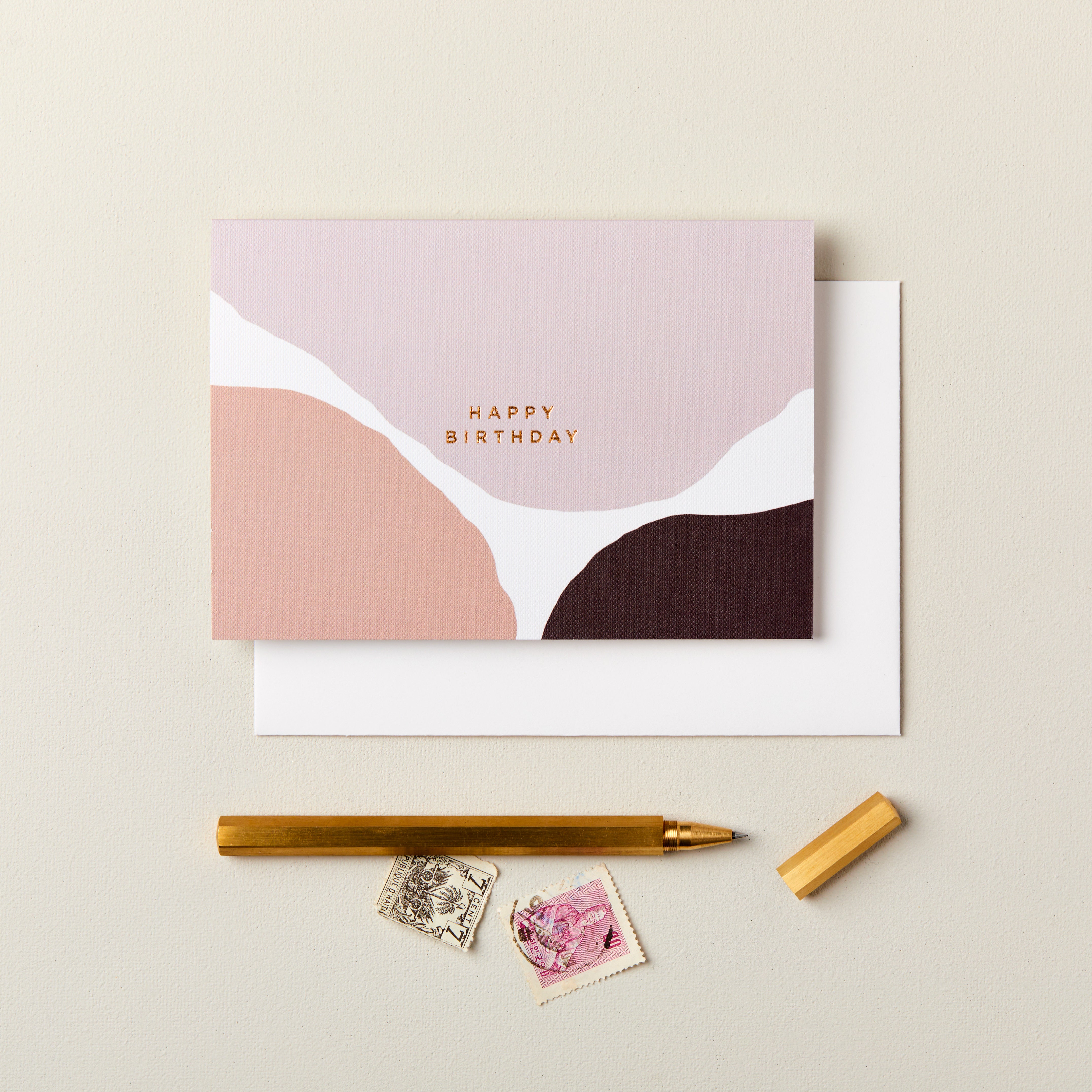 Happy Birthday Abstract Lilac Card SECONDS SALE