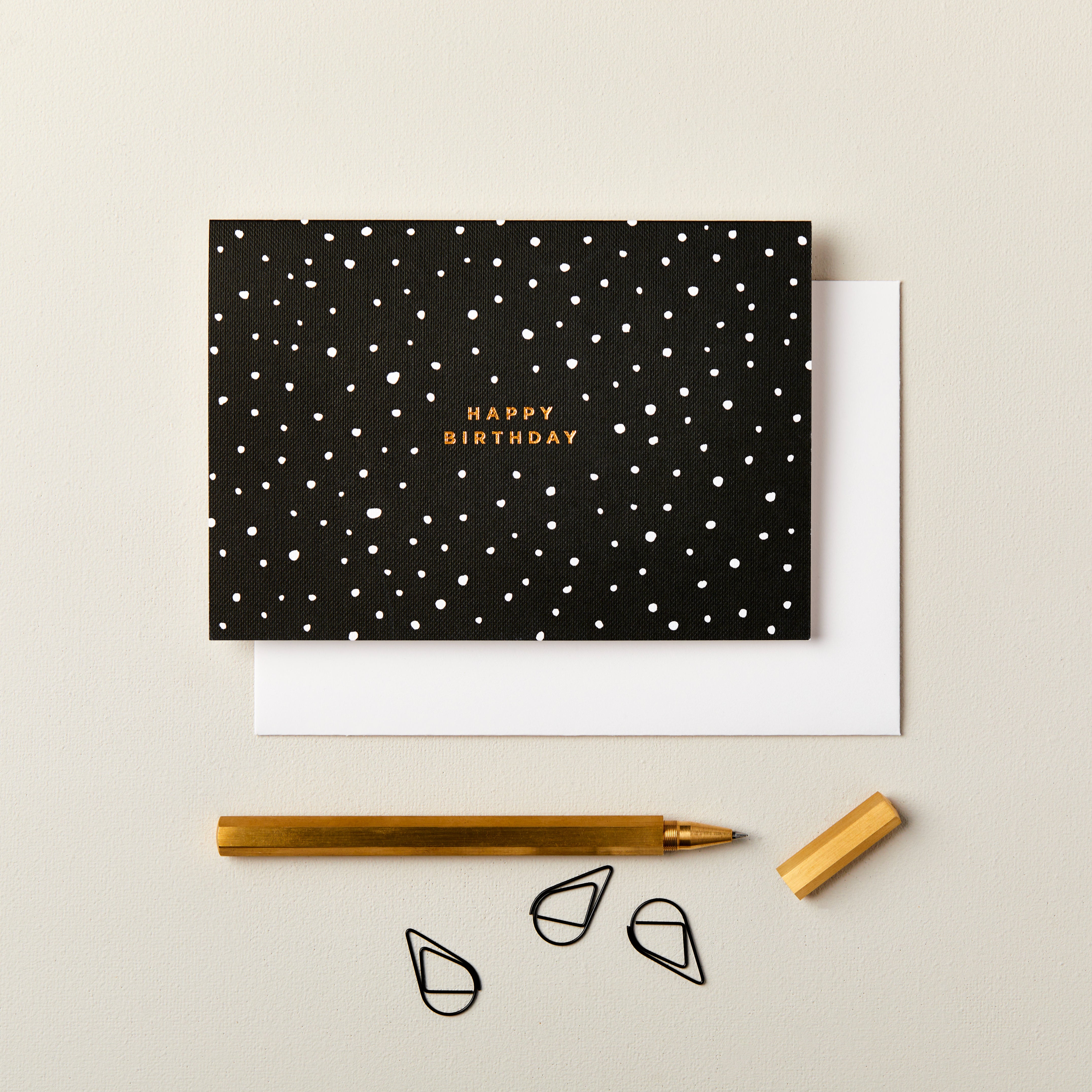Happy Birthday Dark Monochrome Spots Card SECONDS SALE
