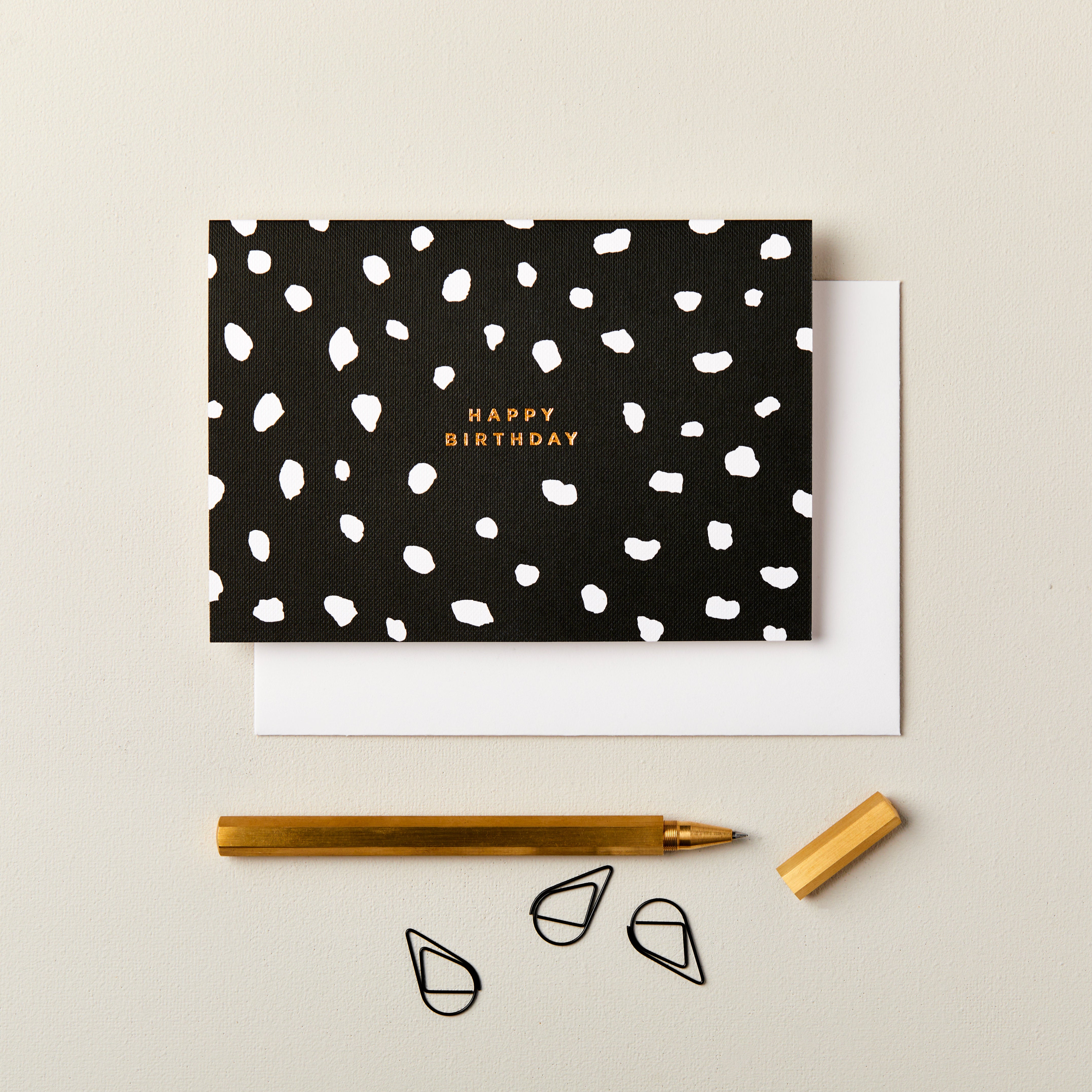 Happy Birthday Monochrome Dalmatian Card in Black