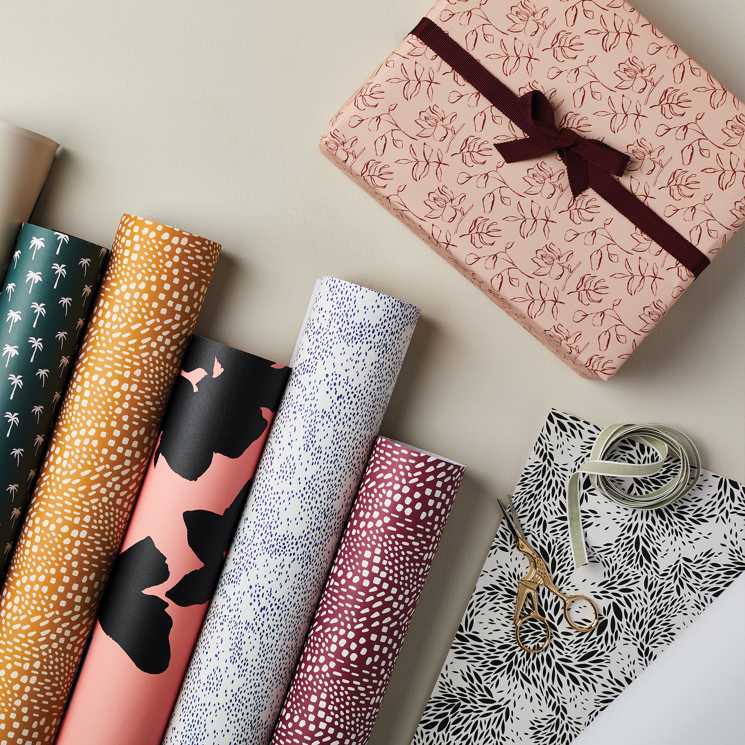 Monochrome Floral Single Sided Wrap