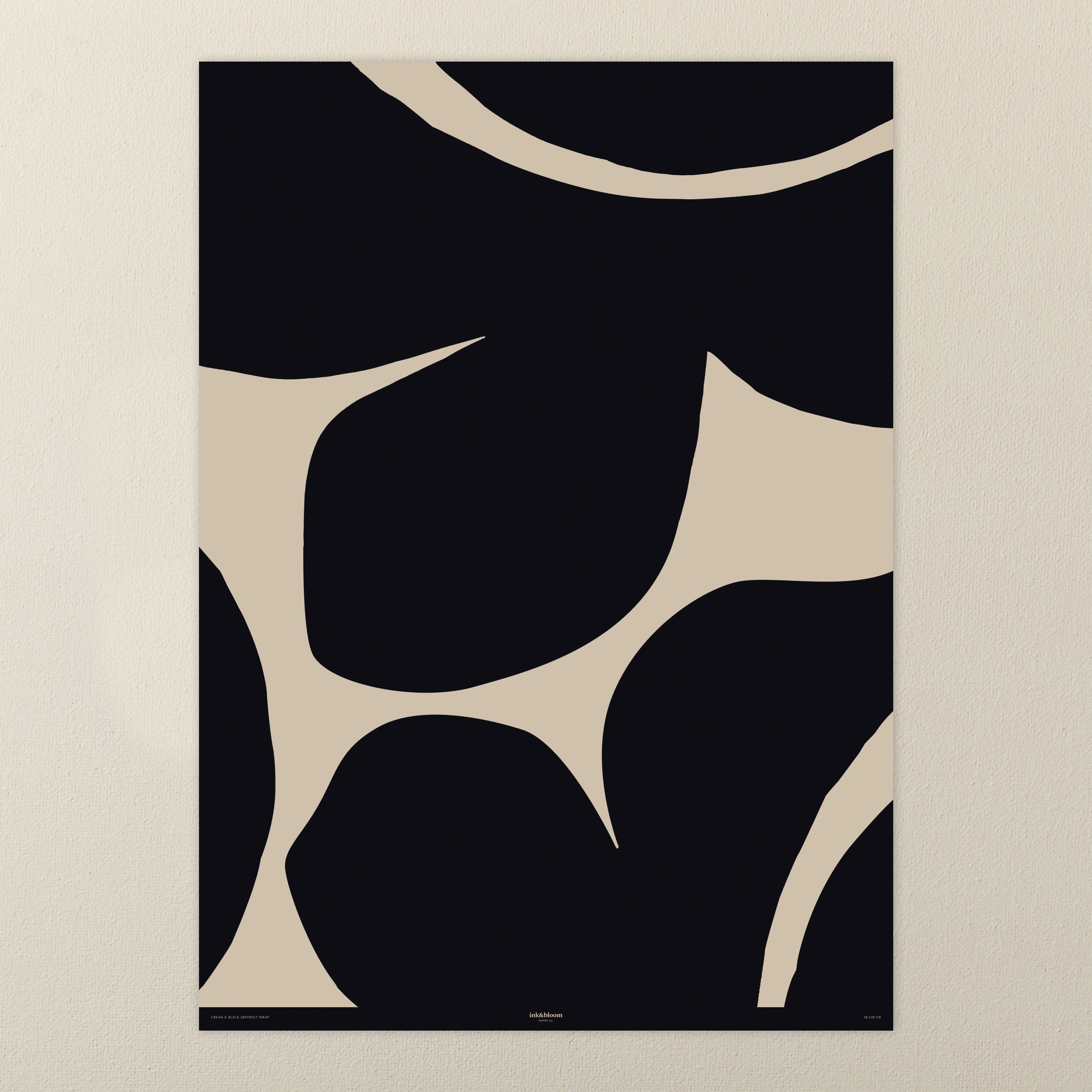 Abstract Black and Cream Floral Single Sided Wrap