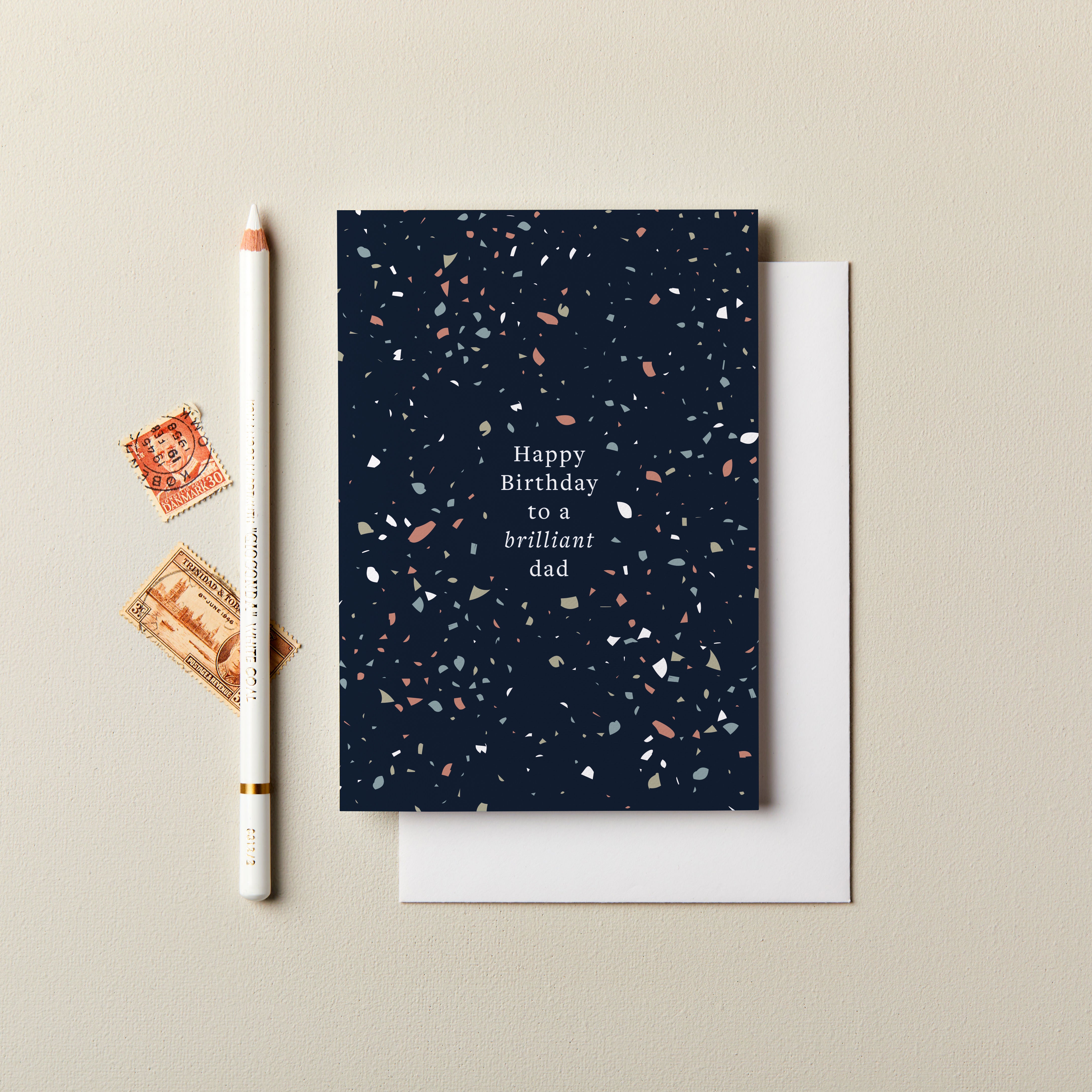 Happy Birthday Dad Dark Terrazzo Card SECONDS SALE