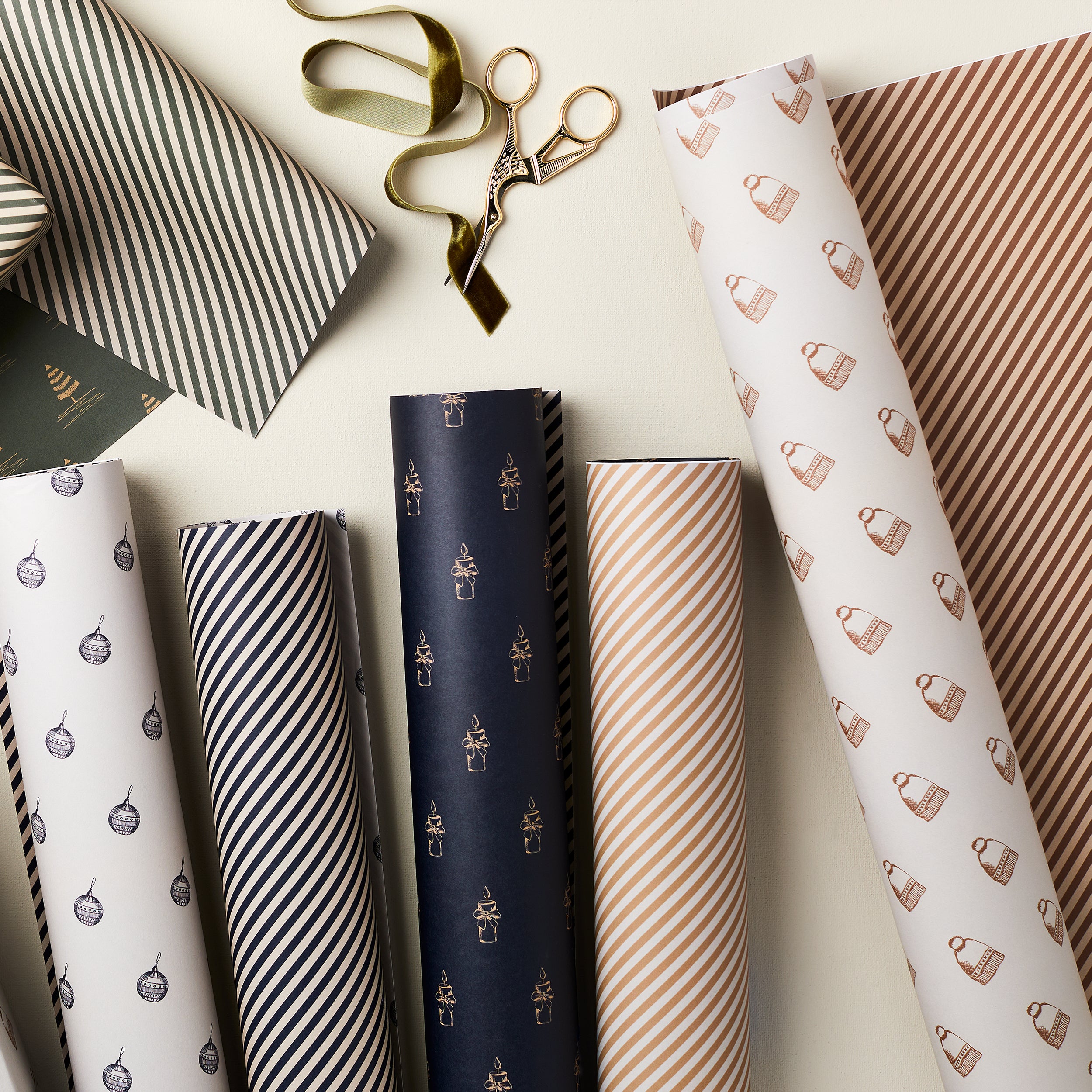 Christmas Candles and Stripes Double Sided Wrap SECONDS SALE