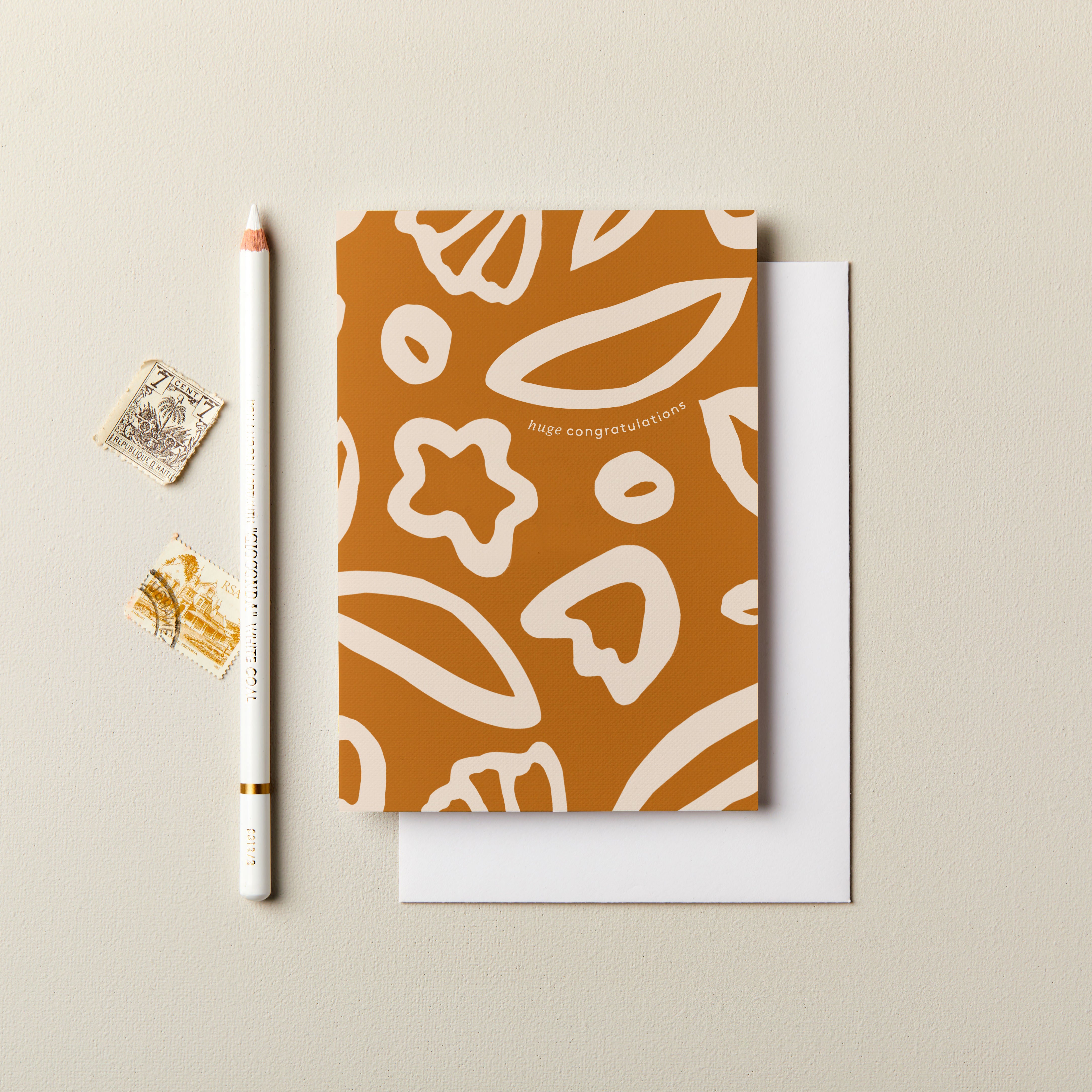 Congratulations Abstract Floral Mustard Card