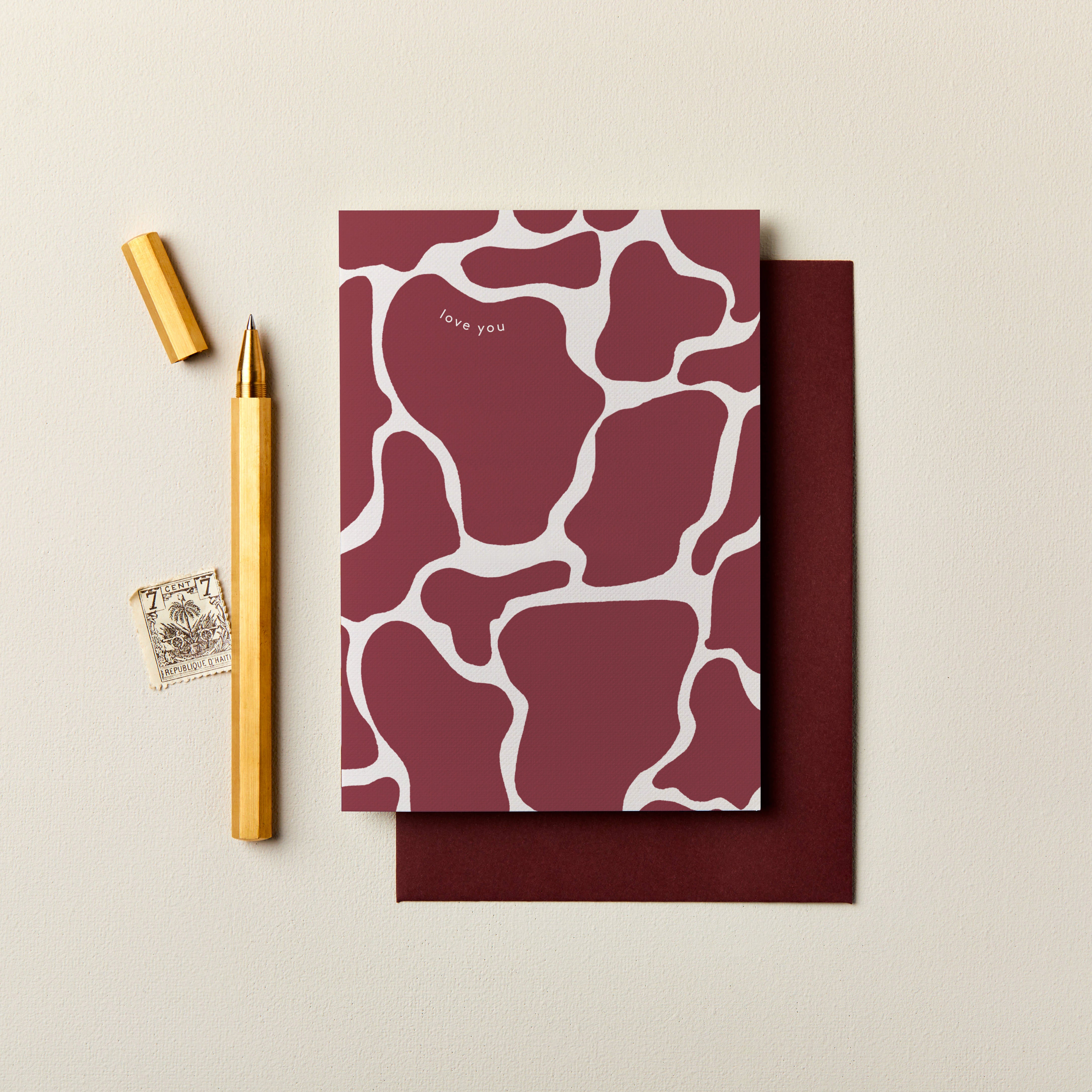 Love You Abstract Pebble Blush Card SECONDS SALE