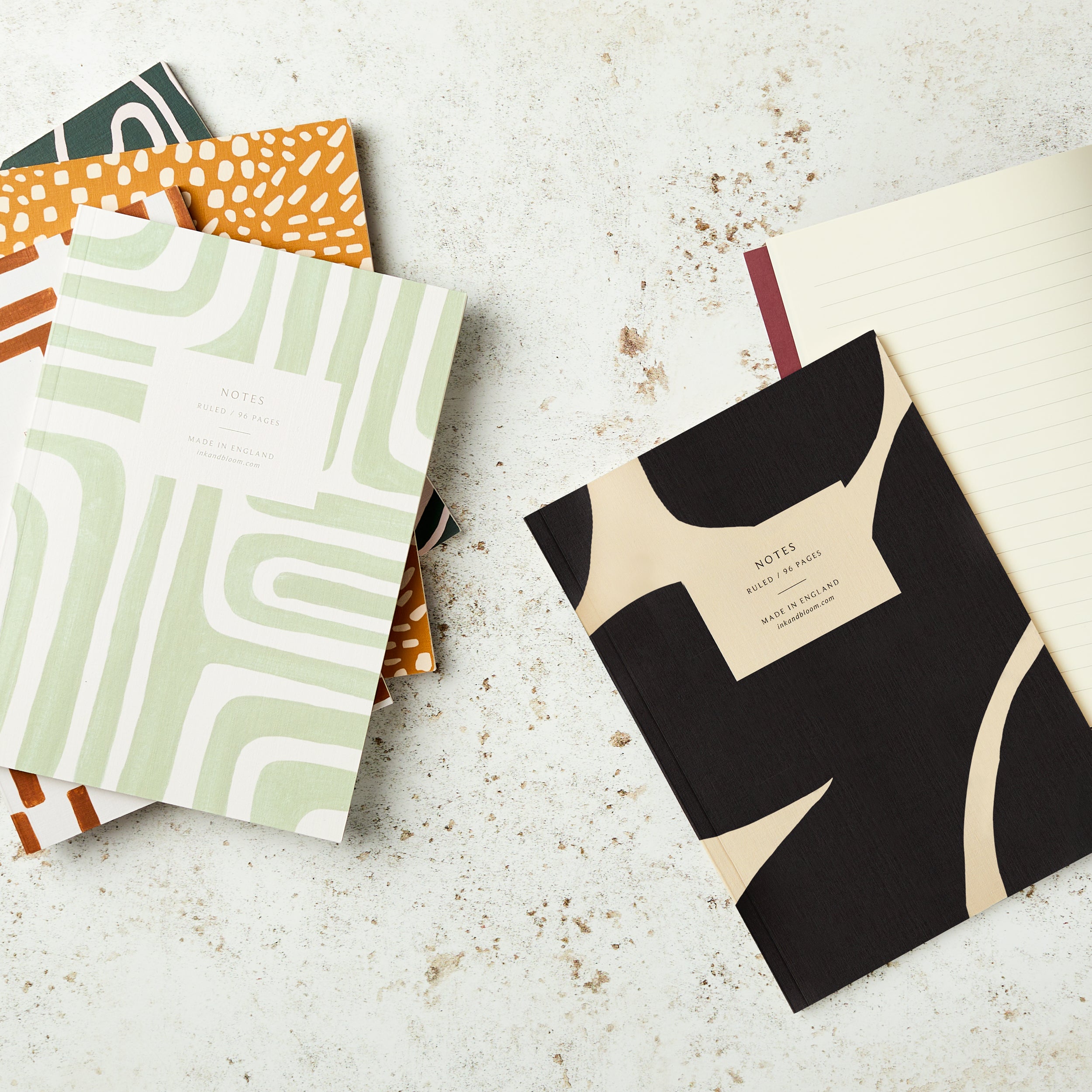 Ruled Notebook in Abstract Mustard Pattern