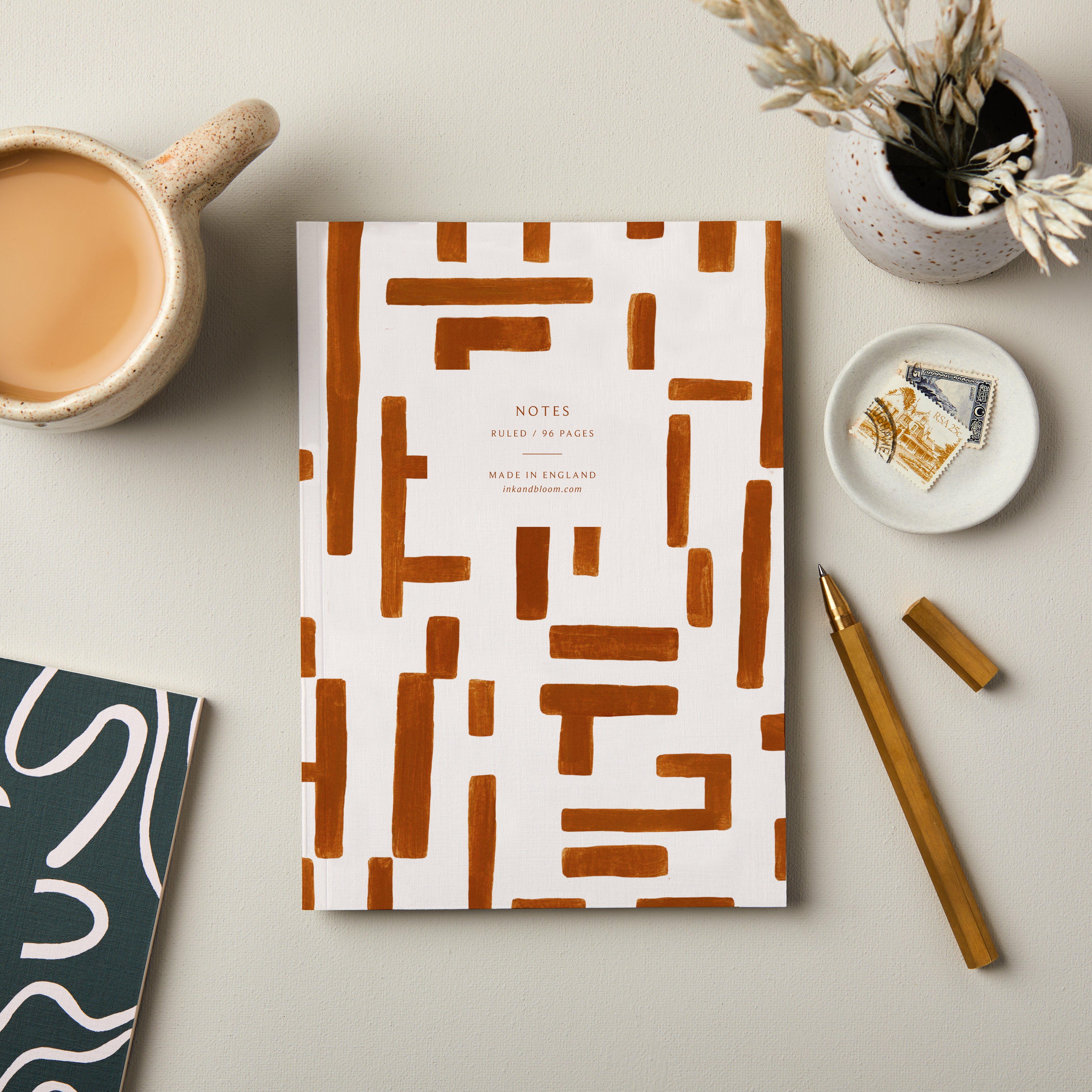 Ruled Notebook in Abstract Tan Block SECONDS SALE