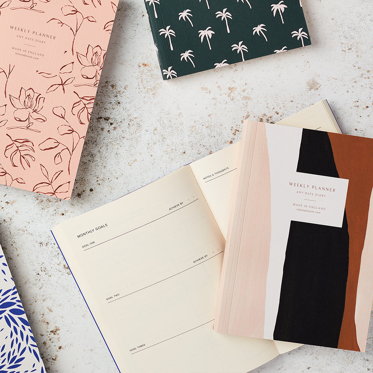 Weekly Planner, A5, Undated in Purple & Green Stripes