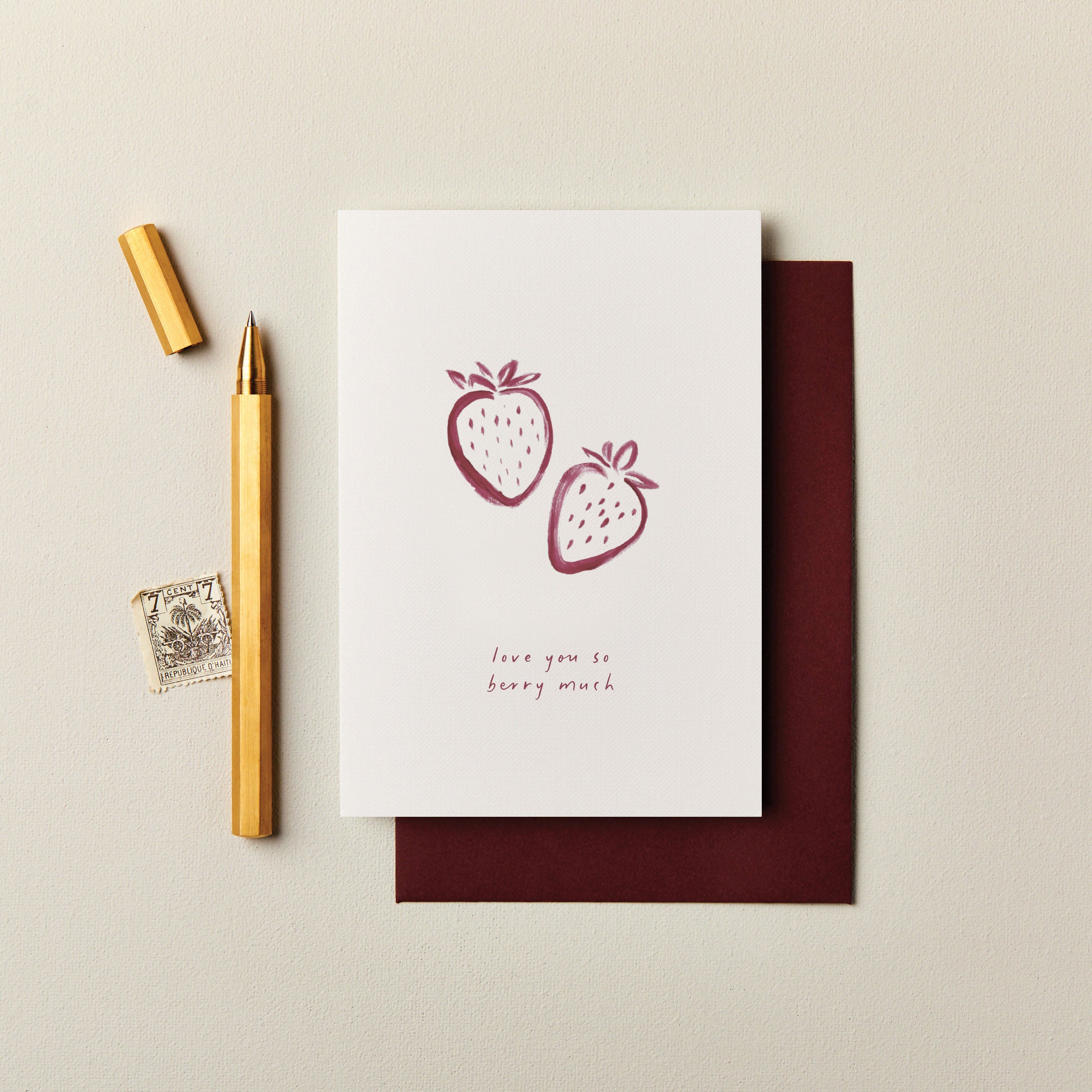 I love You Berry Much Illustrated Valentine's Card