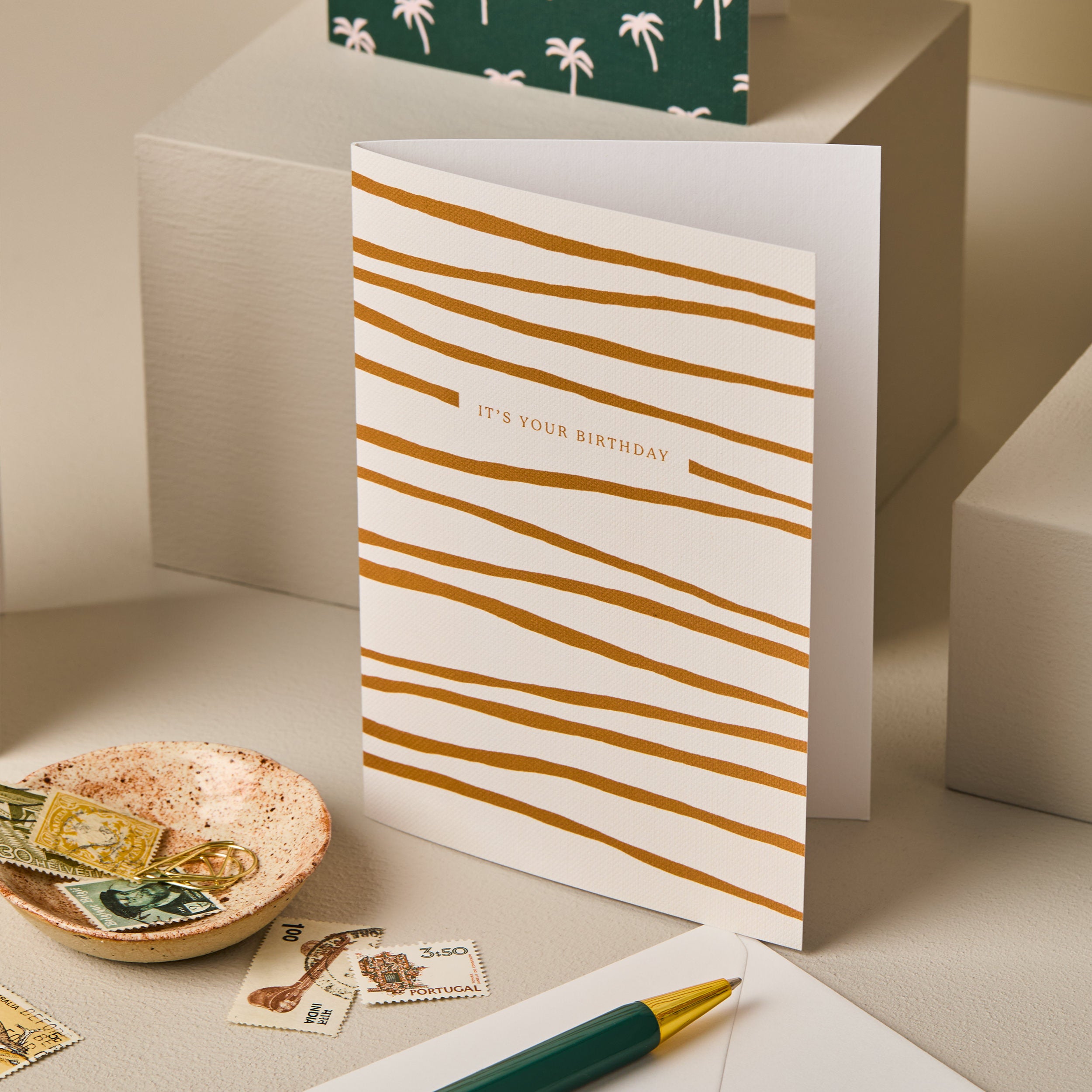 It's Your Birthday Mustard Stripes Card
