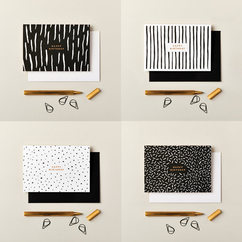 Pack of Happy Birthday Monochrome Cards