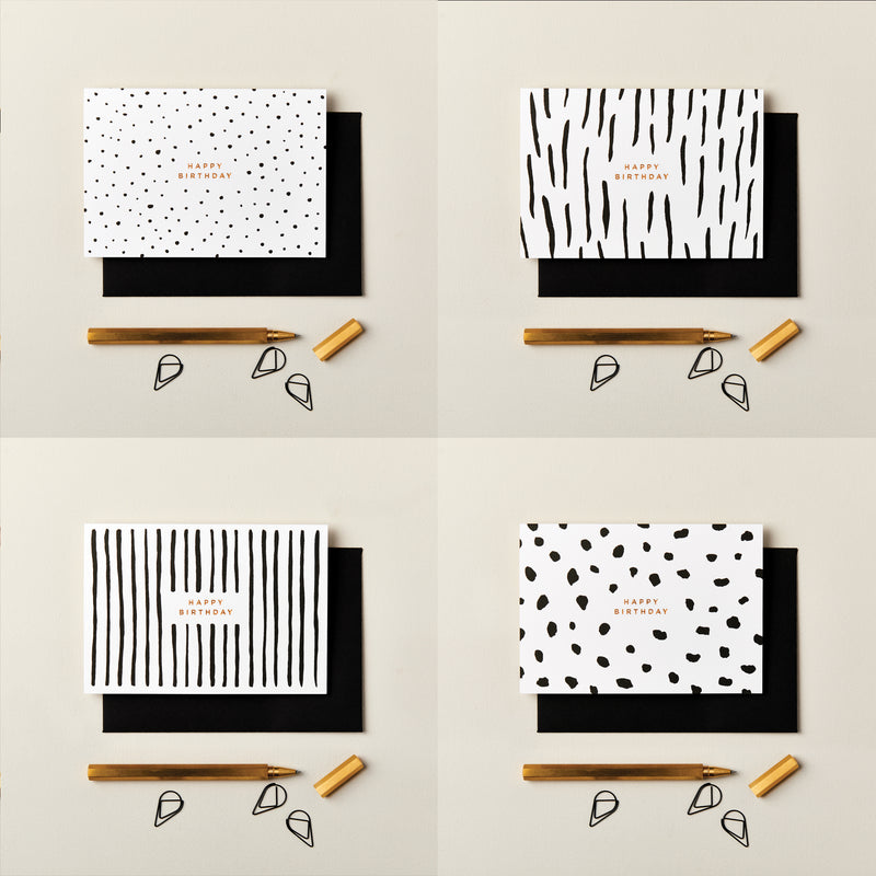 Pack of Happy Birthday Monochrome Cards