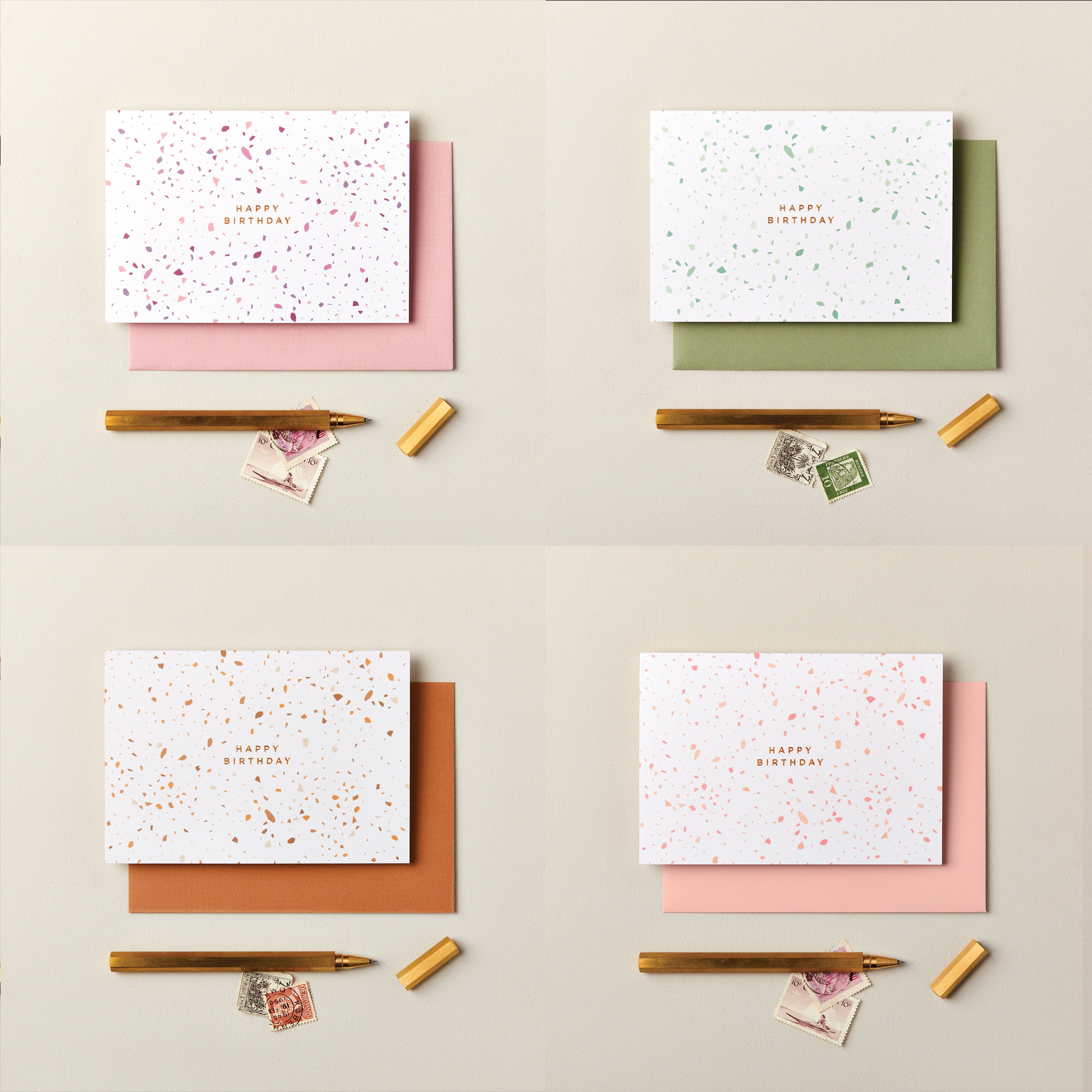 Pack of Happy Birthday Terrazzo Pattern Cards