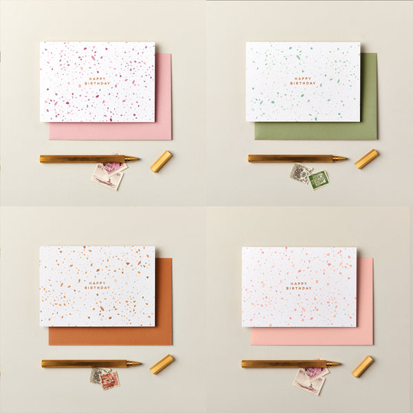 Pack of Happy Birthday Terrazzo Pattern Cards