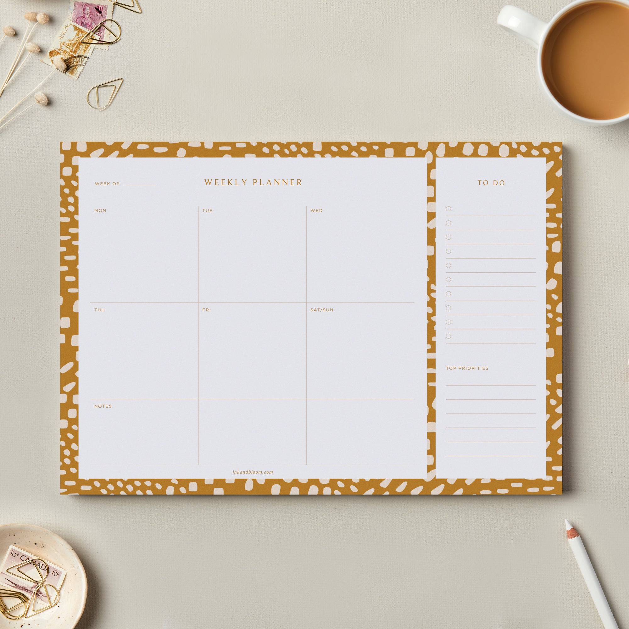 A4 Weekly Planner Pad in Mustard