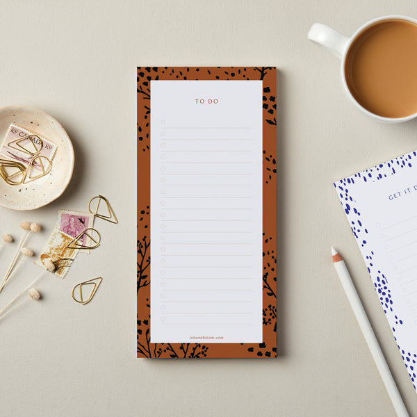 To Do List Notepad in Tan Floral
