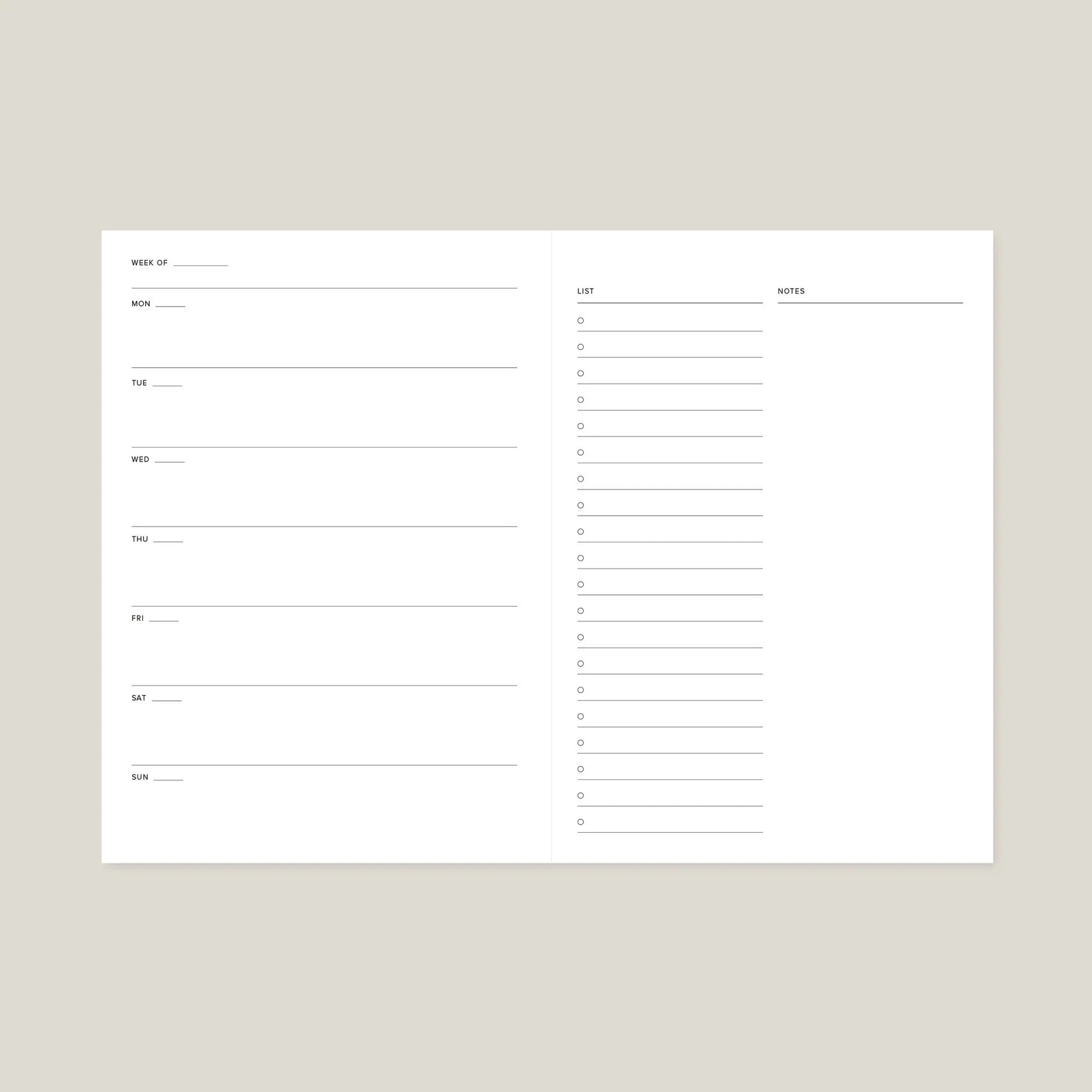 Weekly Planner, A5, Undated in Green Palm Print