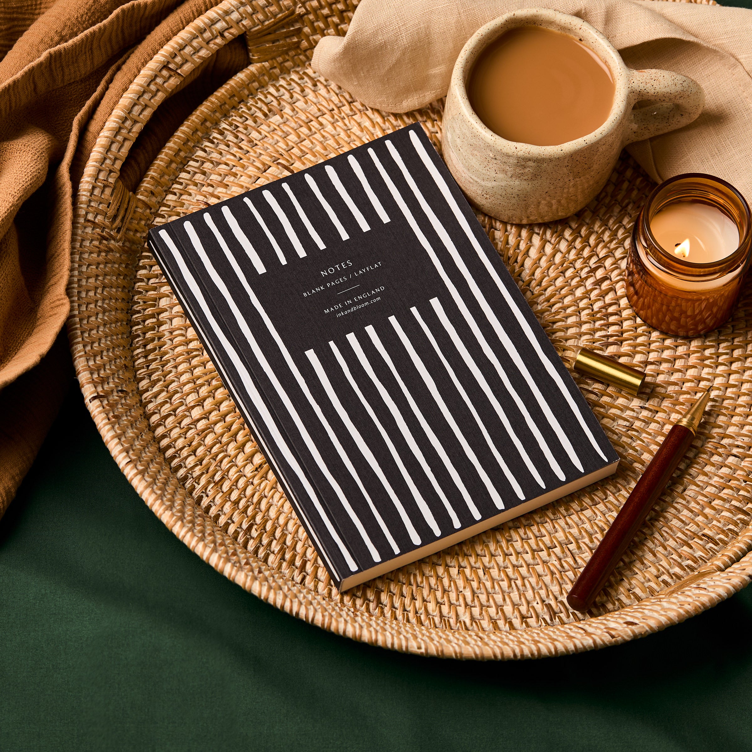 Layflat Notebook in Monochrome Stripe