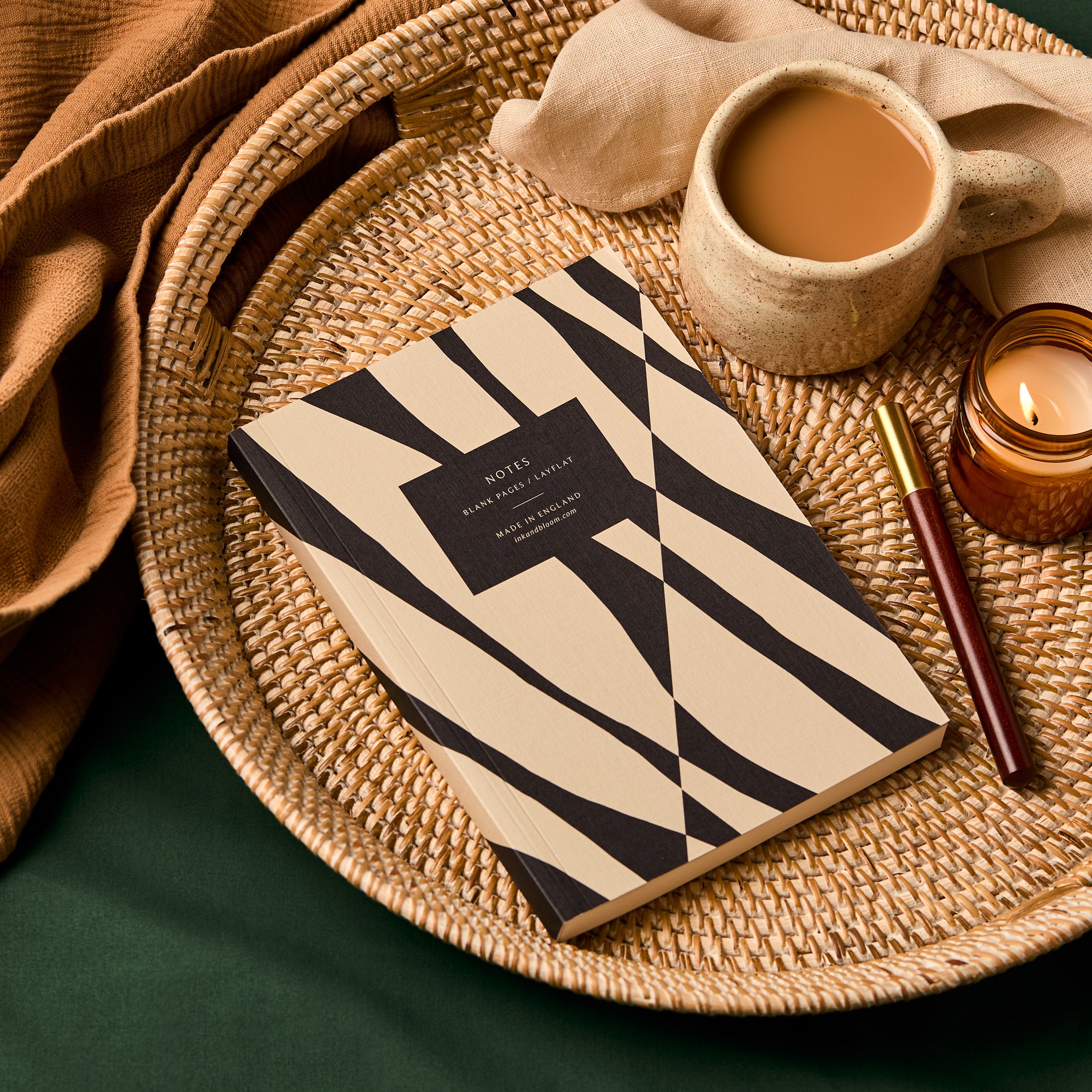 Layflat Notebook in Abstract Black & Cream