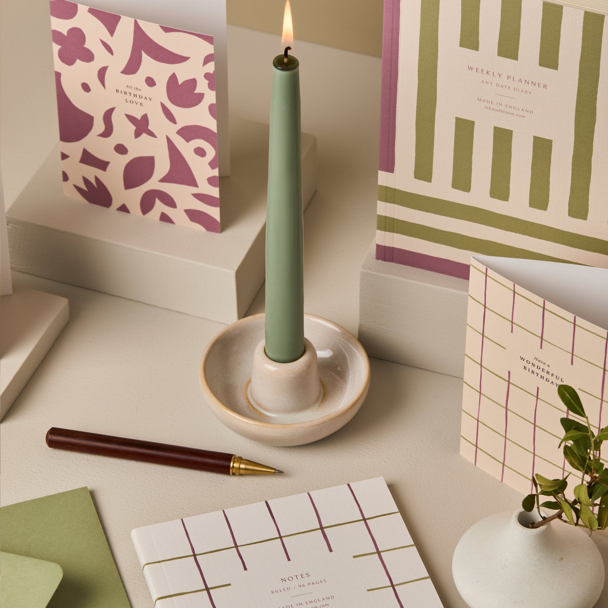 Weekly Planner, A5, Undated in Purple & Green Stripes
