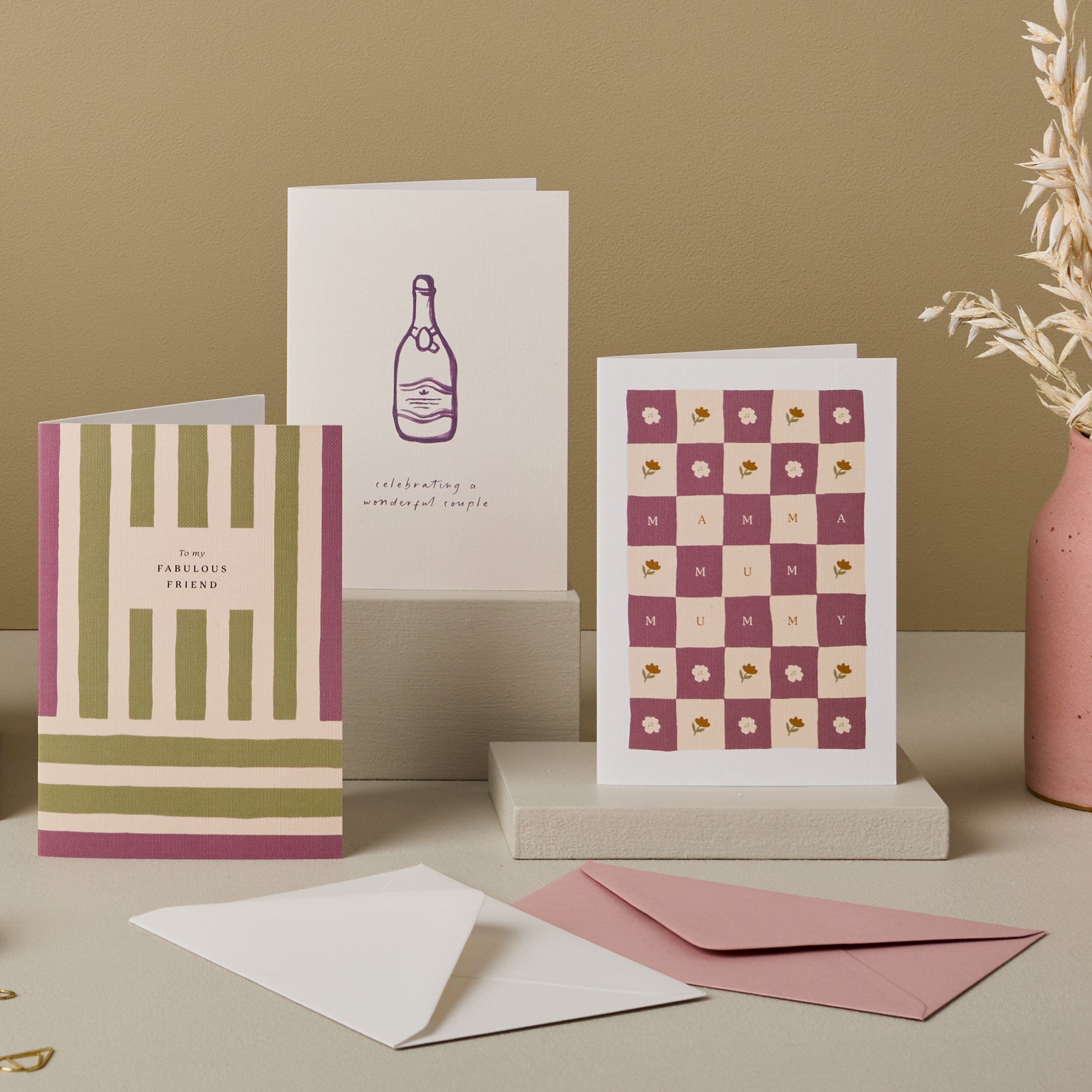 Wonderful Couple Champagne Illustrated Anniversary Card