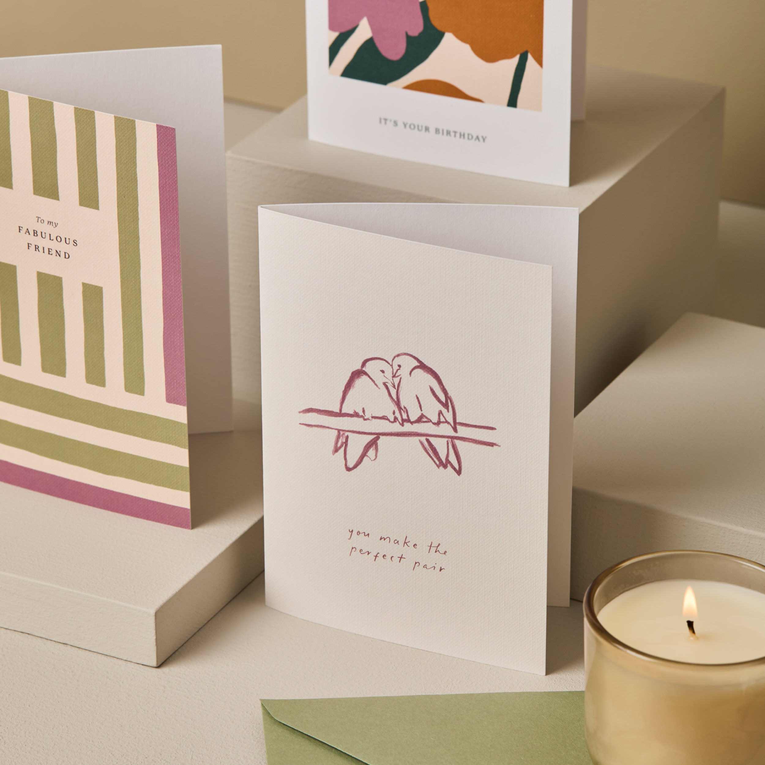 Perfect Pair Love Birds Illustrated Engagement Card