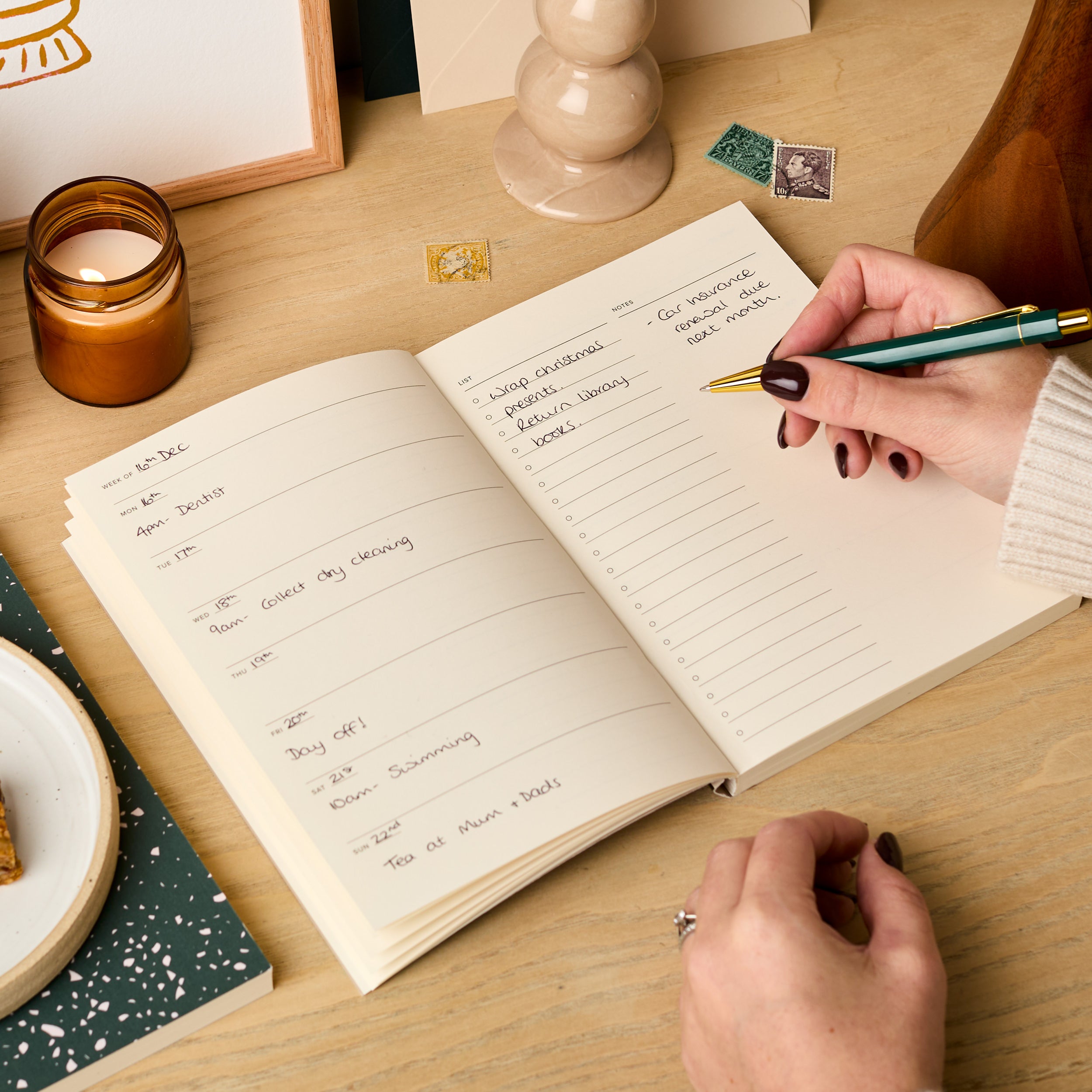 Weekly Planner, A5, Undated in Floral Peach & Rust